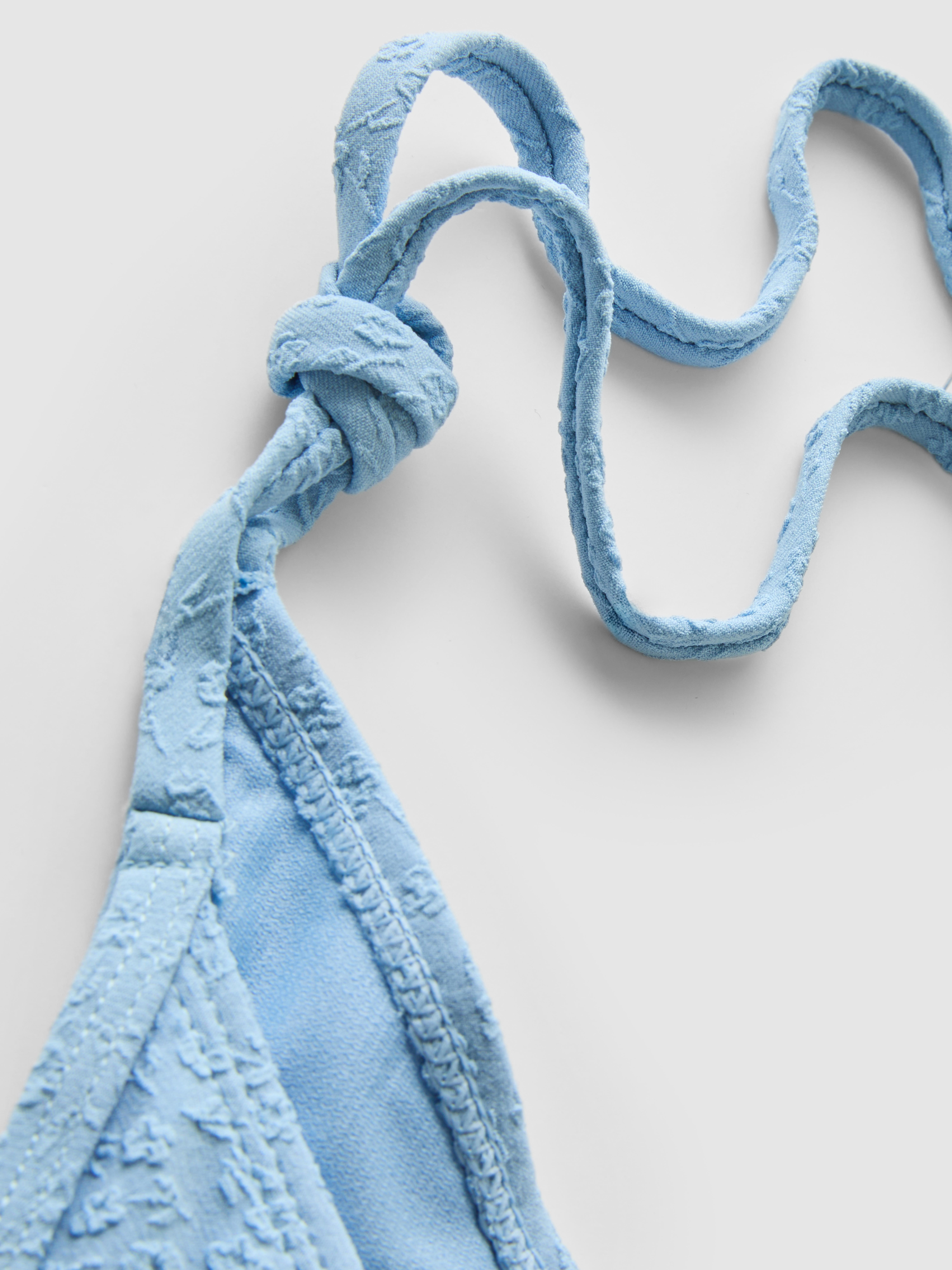 Women's Blue Textured Floral Pearl-Detail Bikini Bottoms