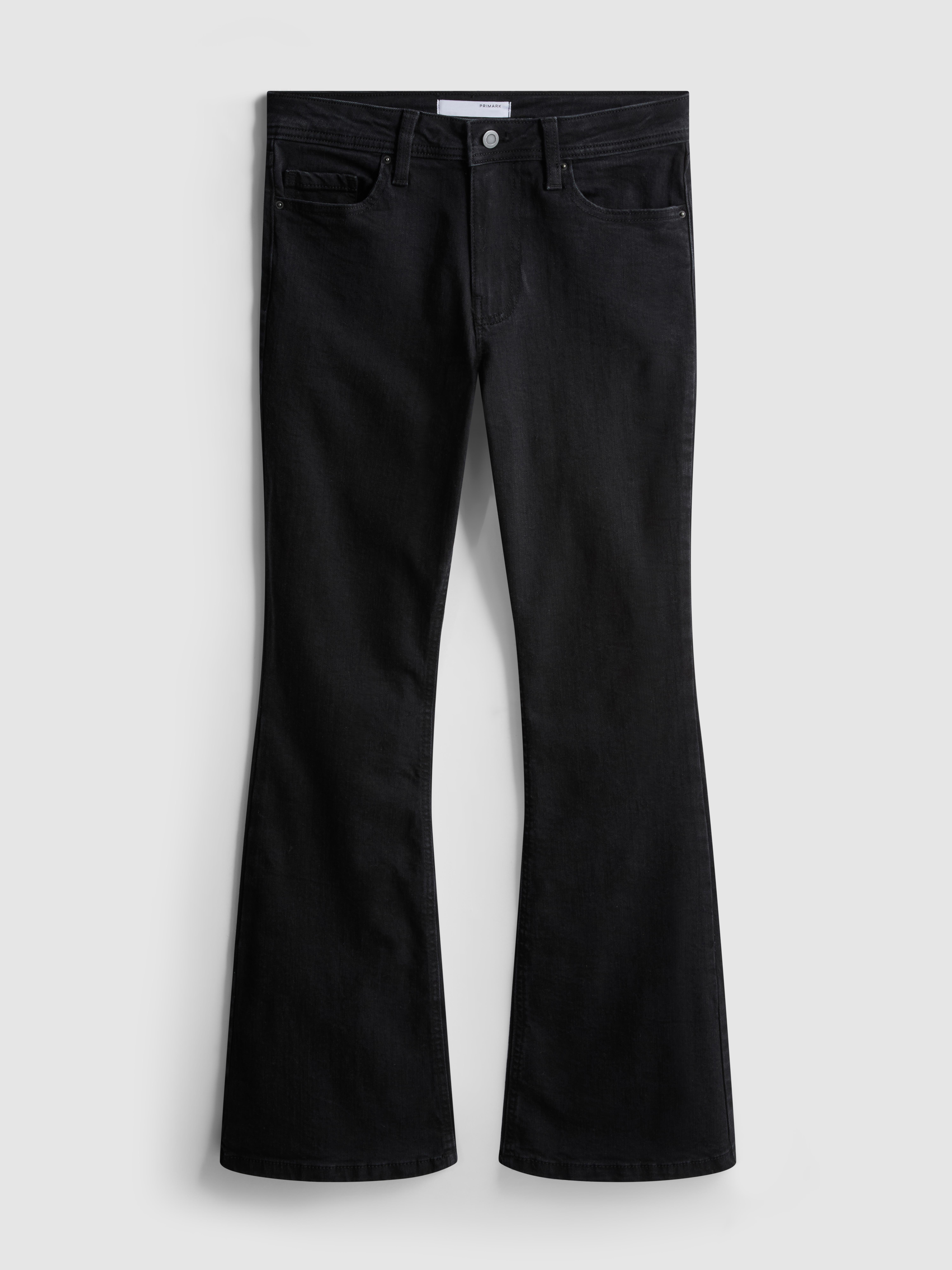 Cotton Denim Flared Mid-Rise Jeans