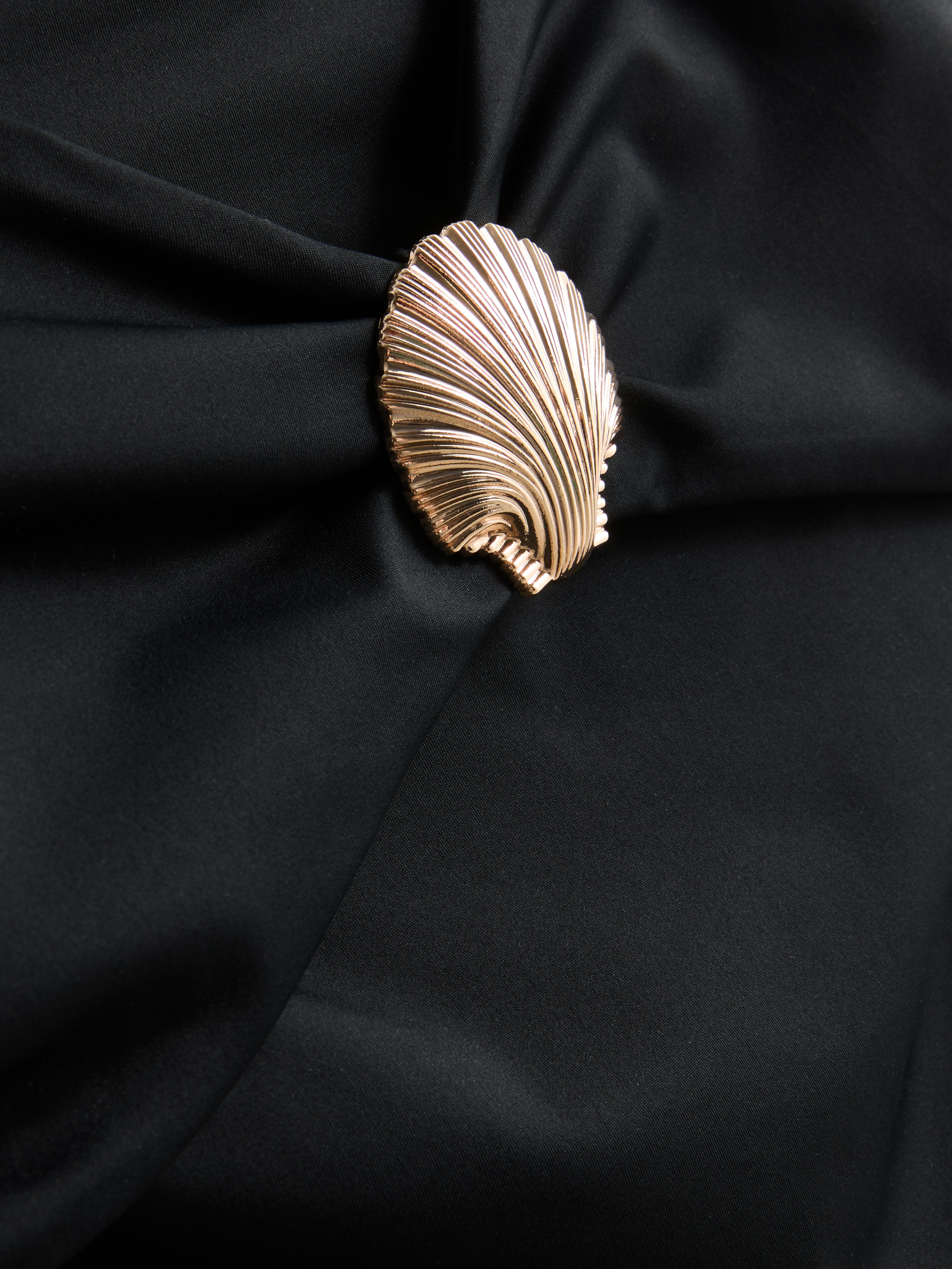 Women's Black Shell Hardware Bandeau Swimsuit