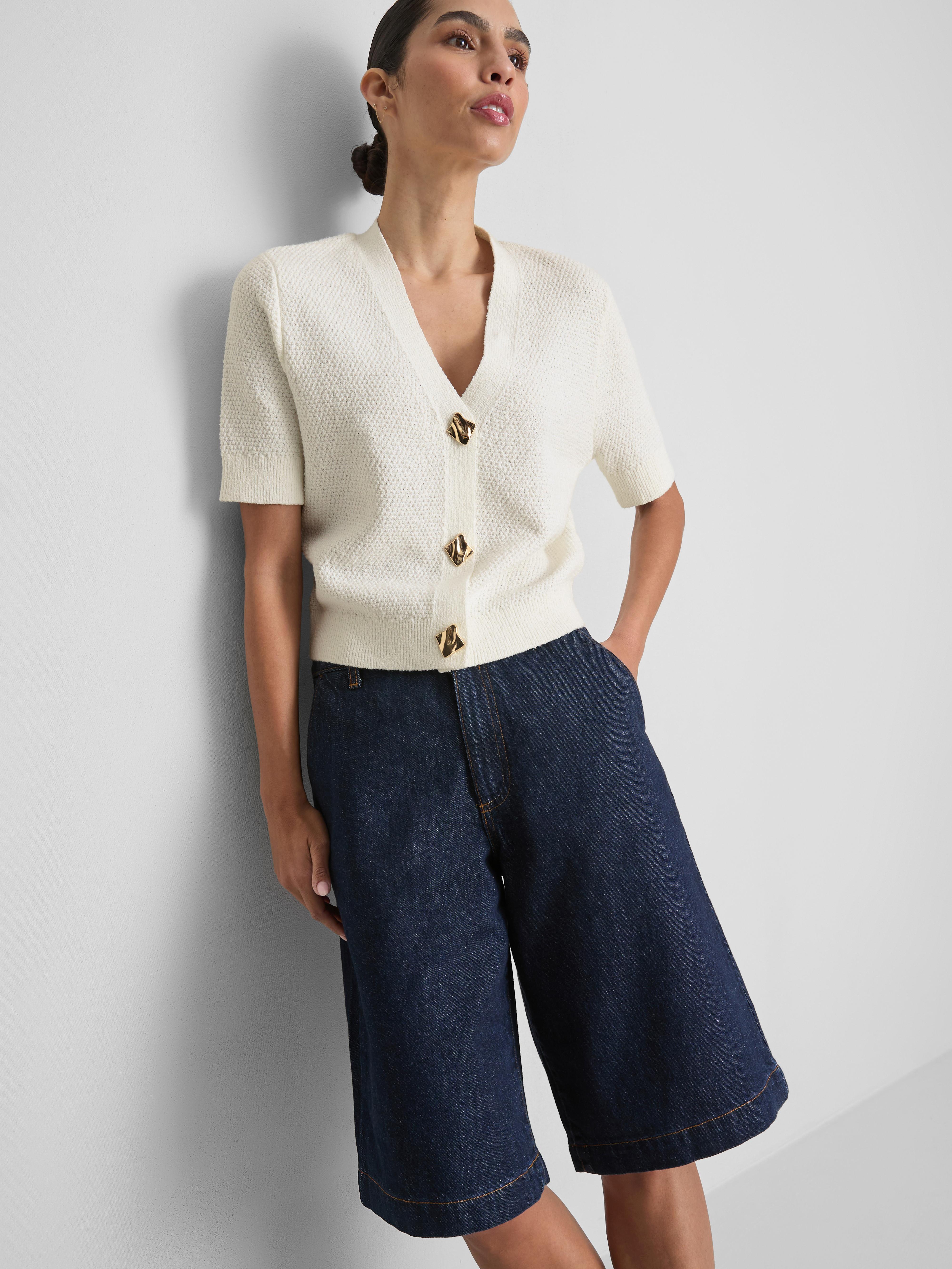 Teksturowany kardigan z krótkim rękawem od Coleen