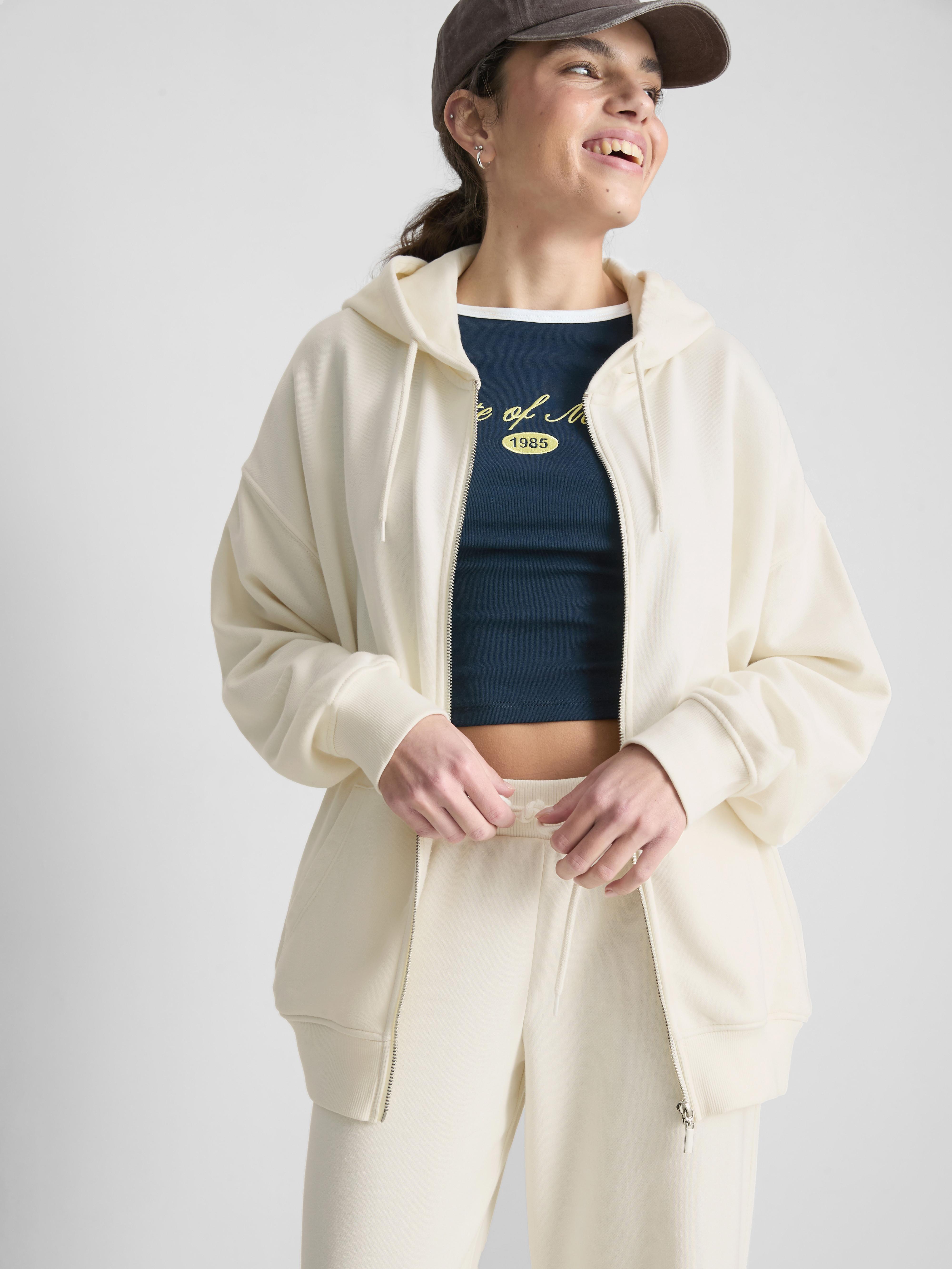 Women's Ivory The Primark Scene | Oversized Zip-Up Hoodie