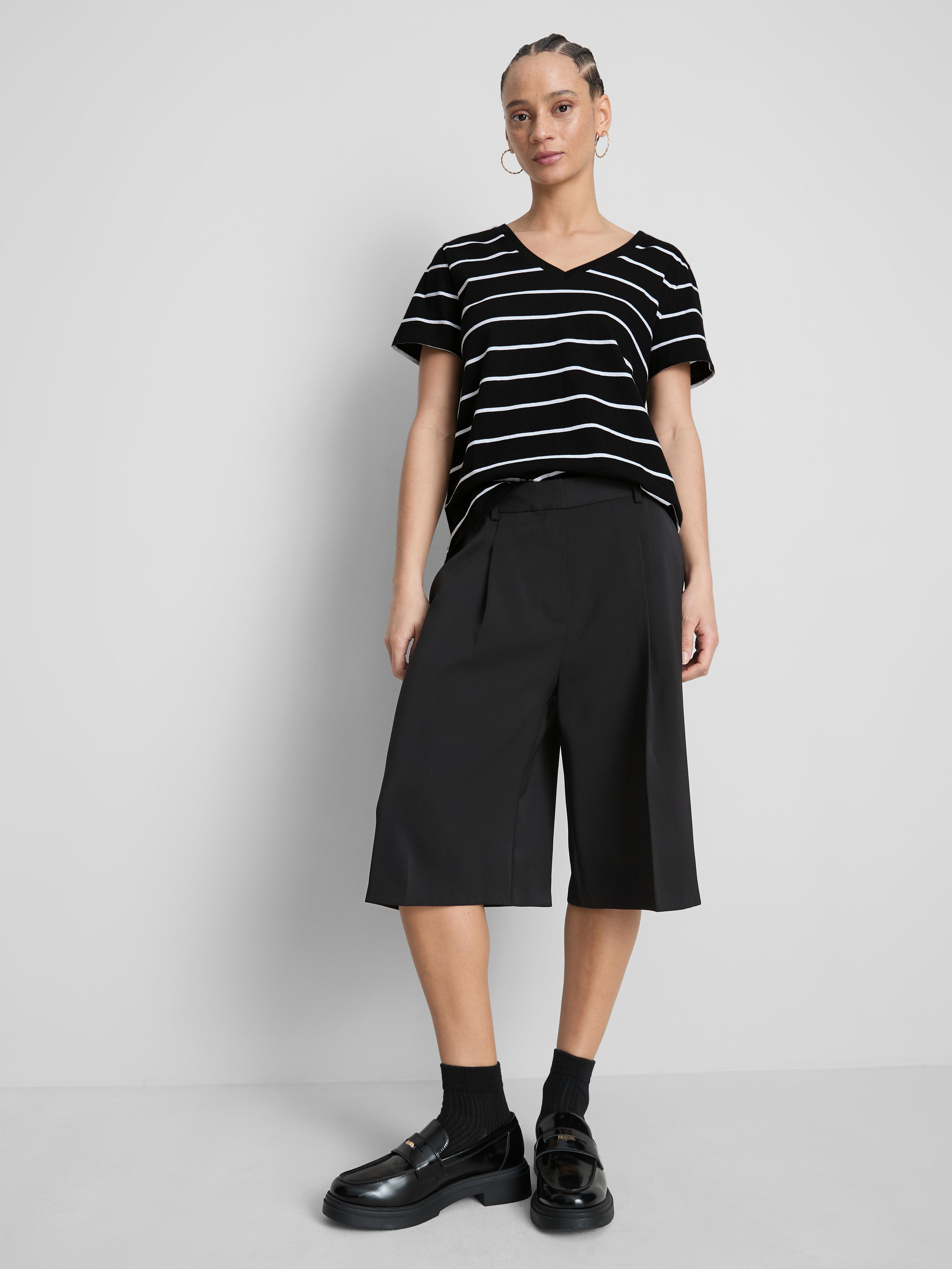 Pure Cotton Striped V-Neck T-Shirt