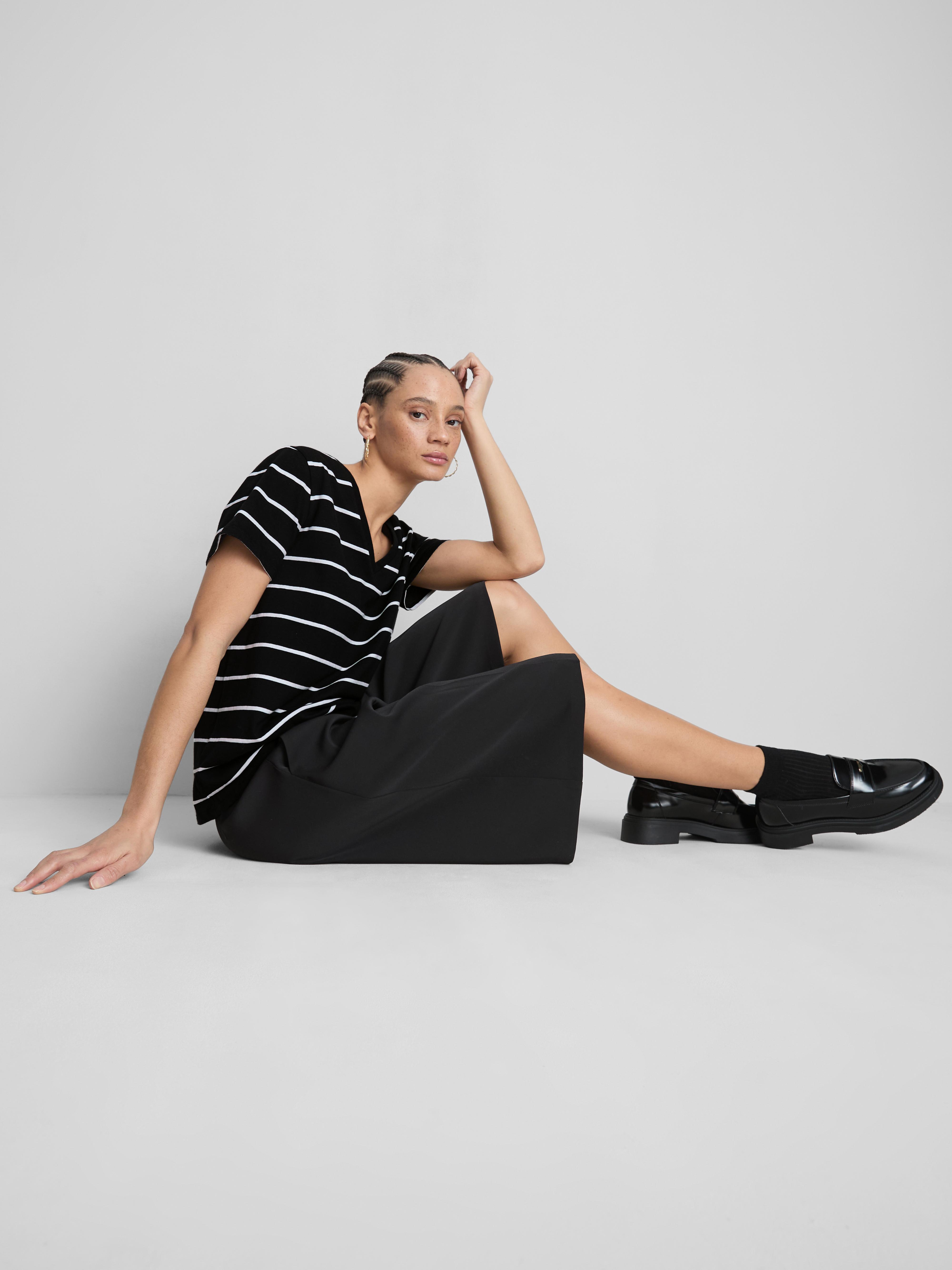 Pure Cotton Striped V-Neck T-Shirt