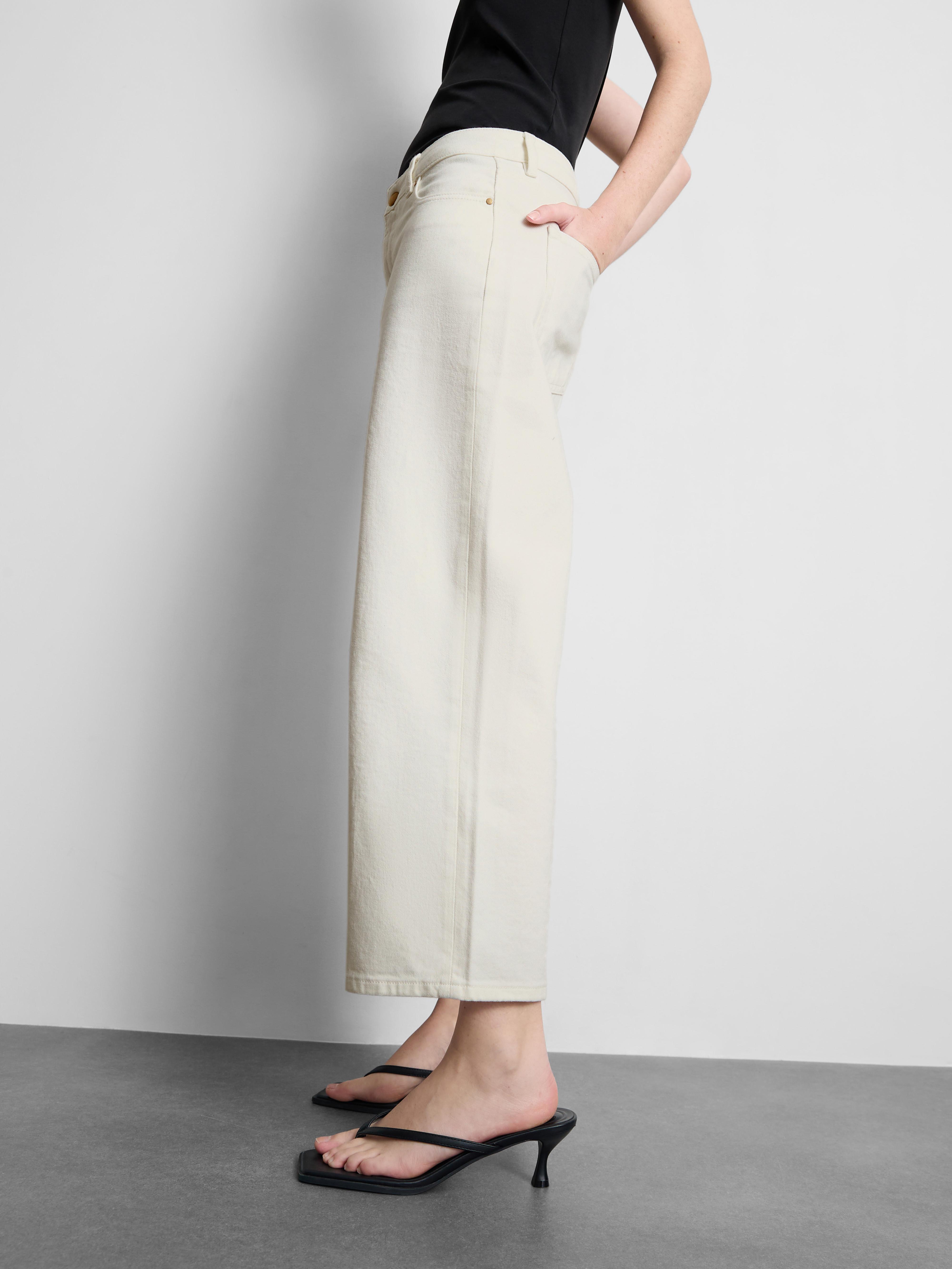 Denim Cropped Wide-Leg Jeans