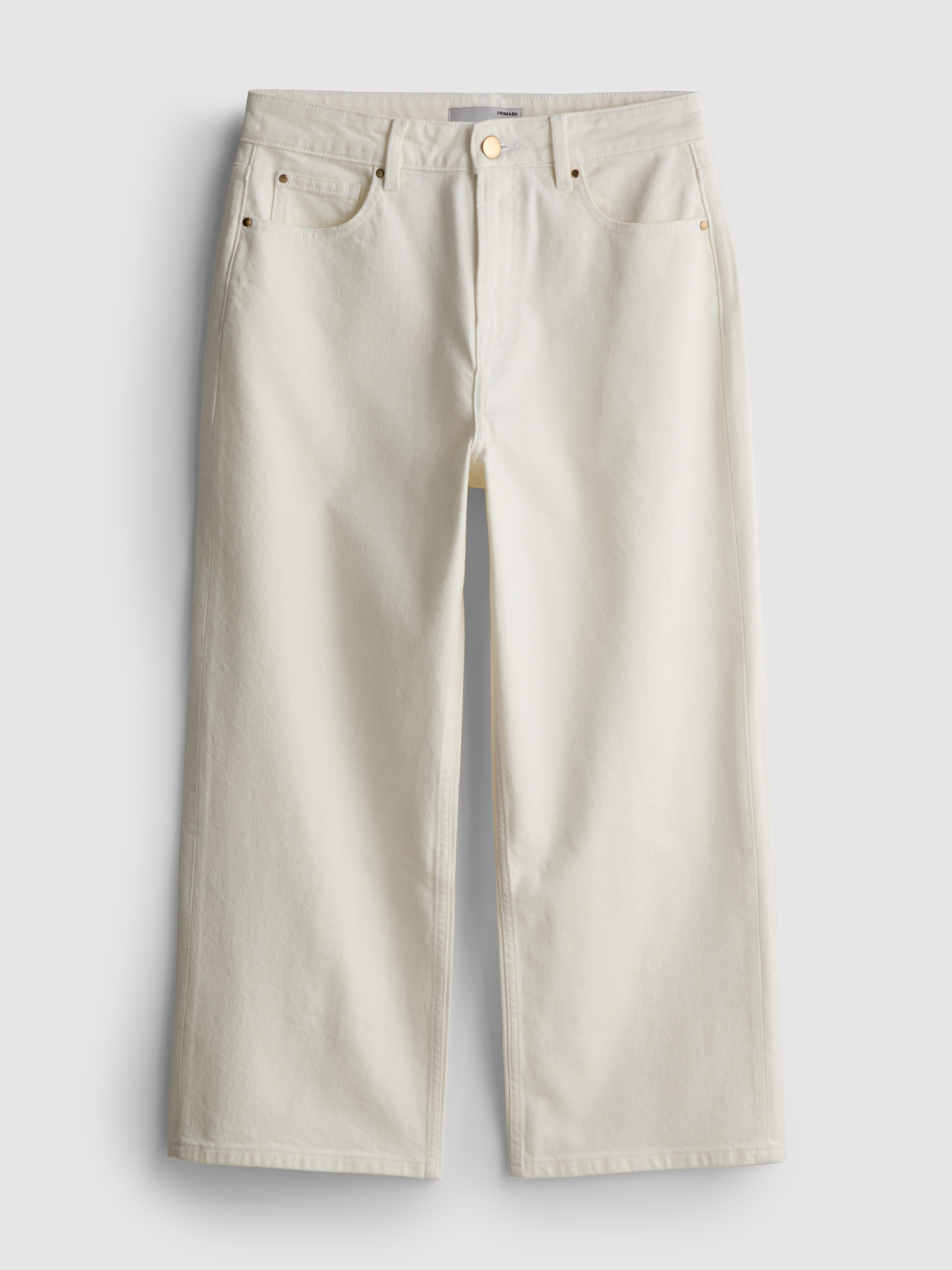 Denim Cropped Wide-Leg Jeans