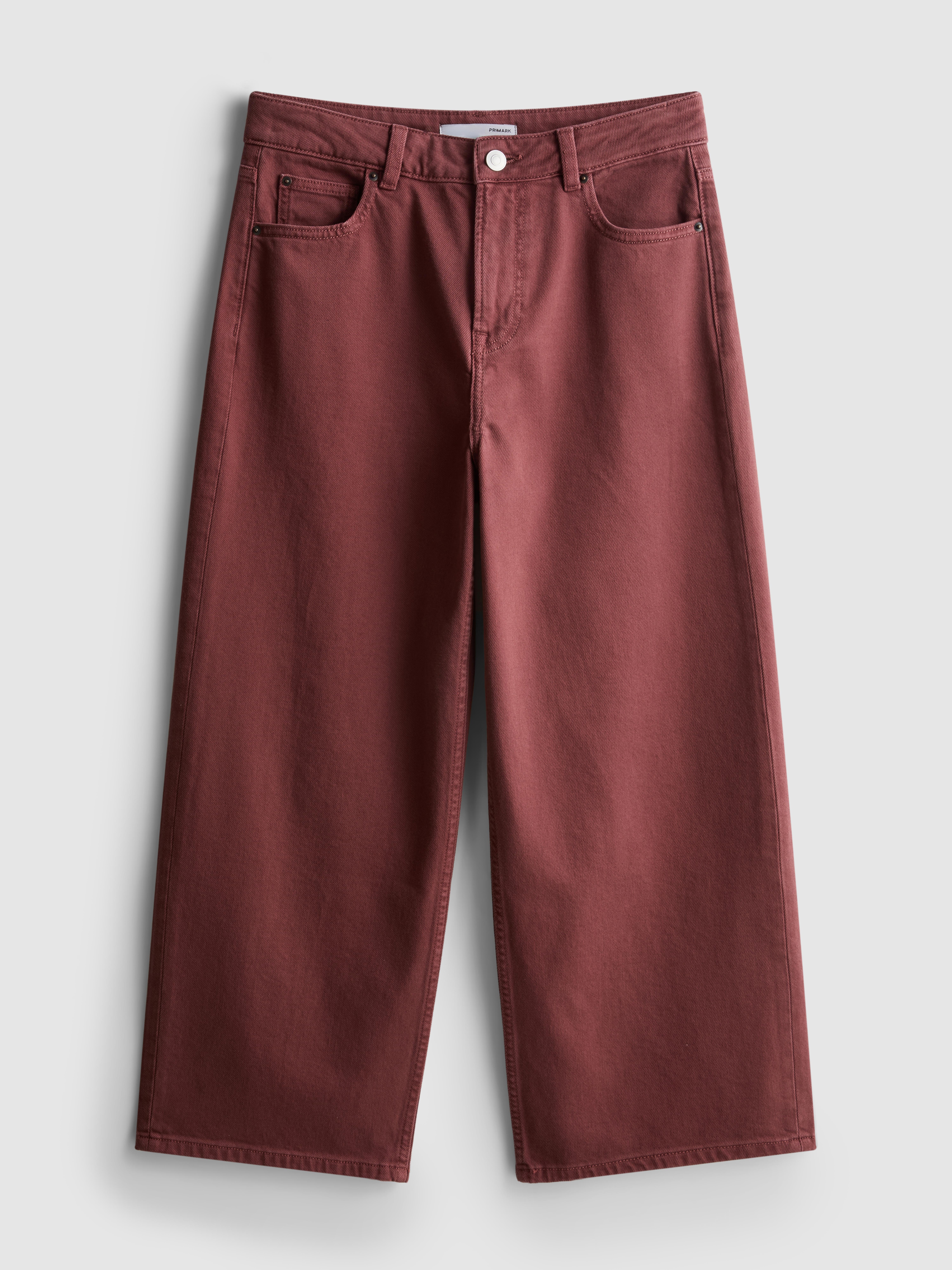 Denim Cropped Wide-Leg Jeans Burnt Orange