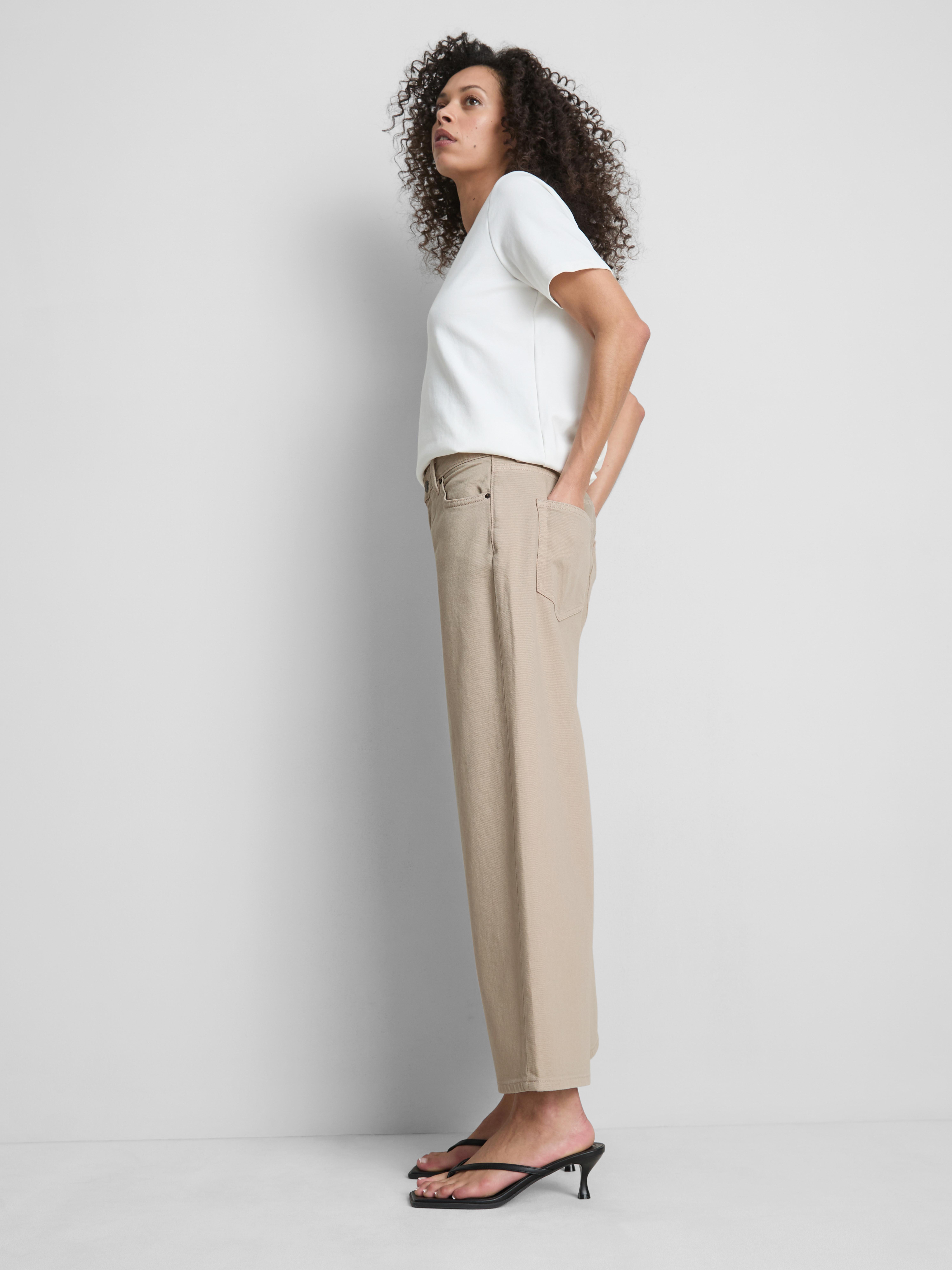 Denim Cropped Wide Leg Jeans