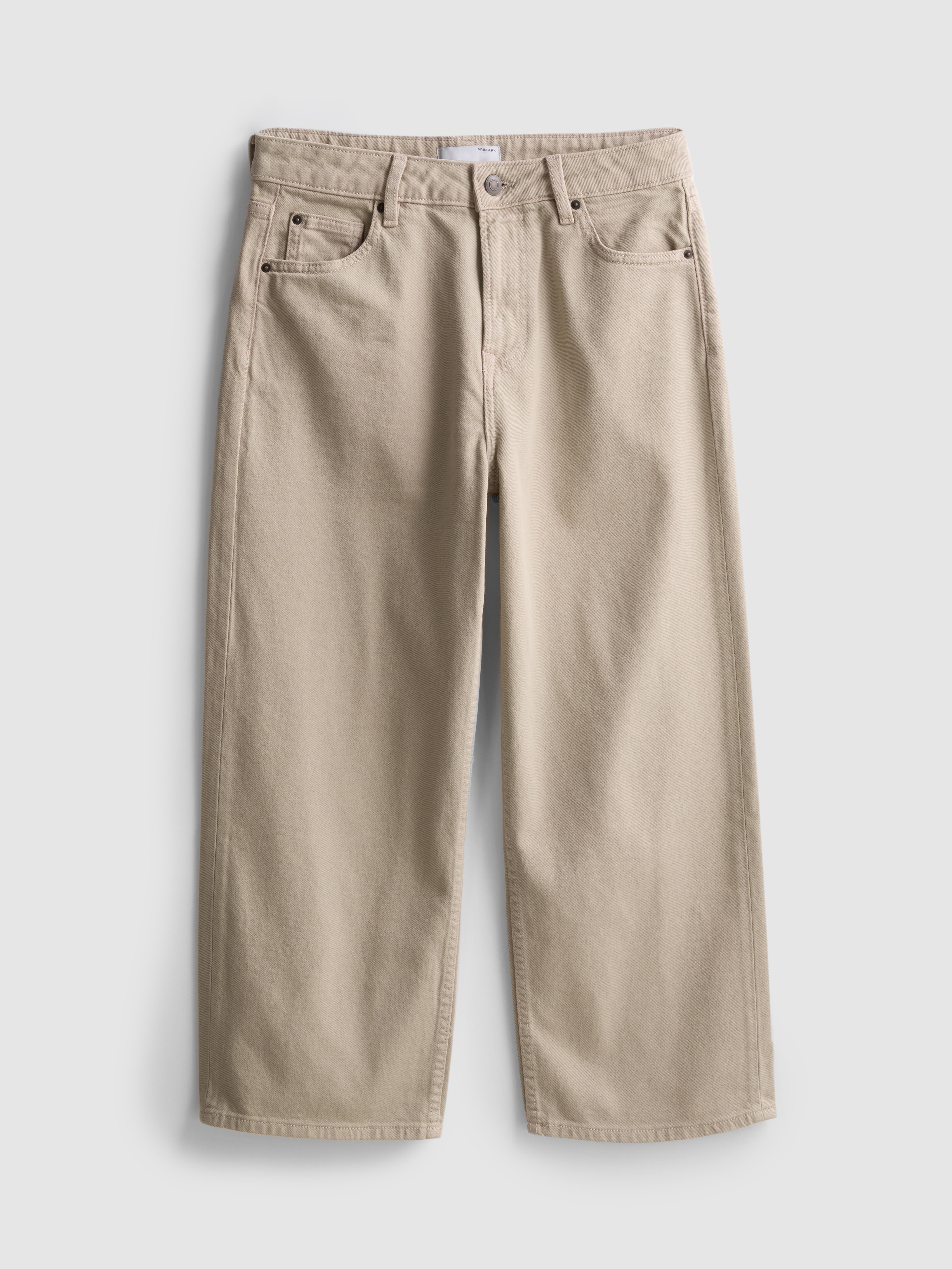 Denim Cropped Wide Leg Jeans