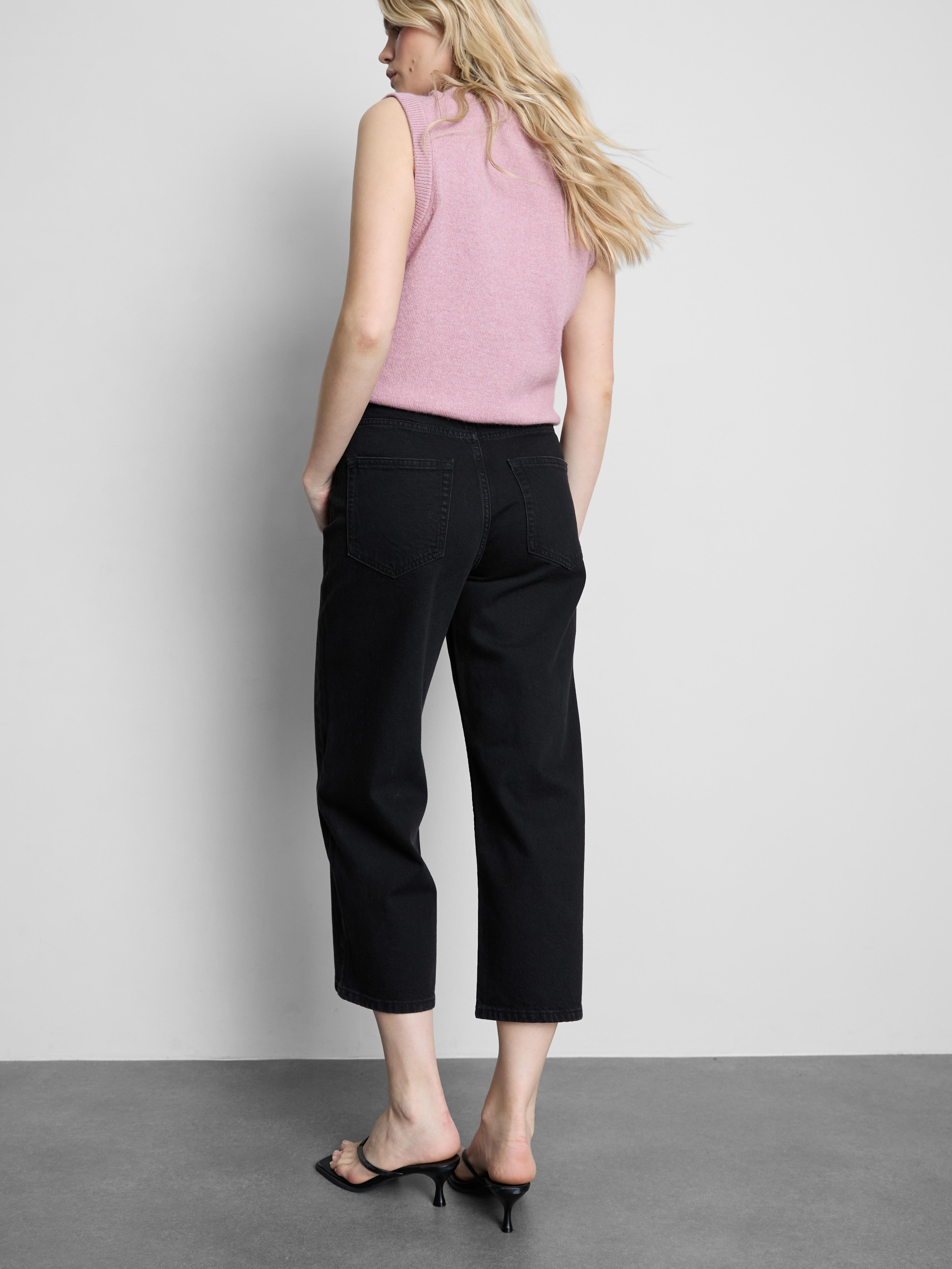 Denim Cropped Wide-Leg Jeans