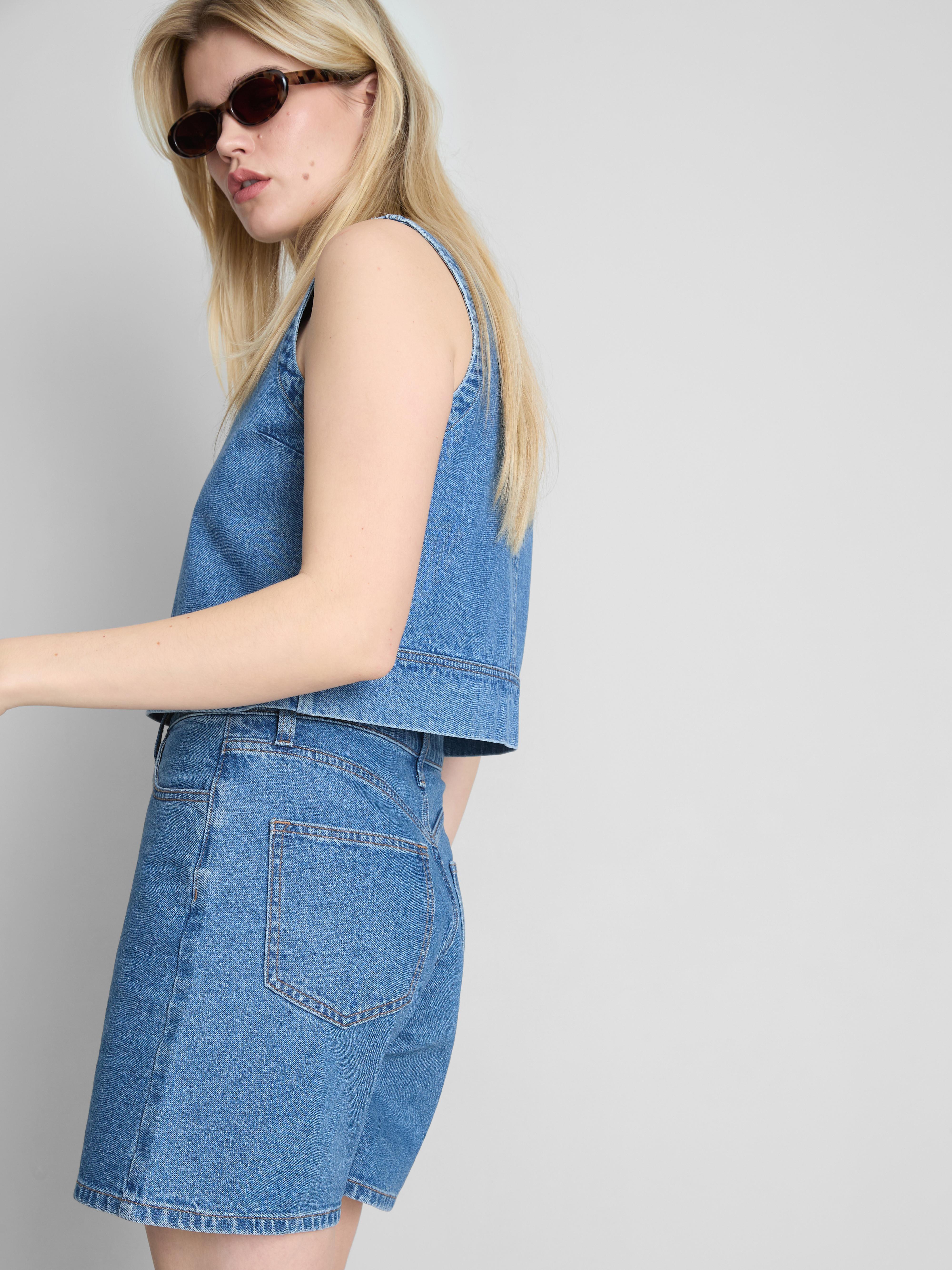 Denim katoenen bermuda