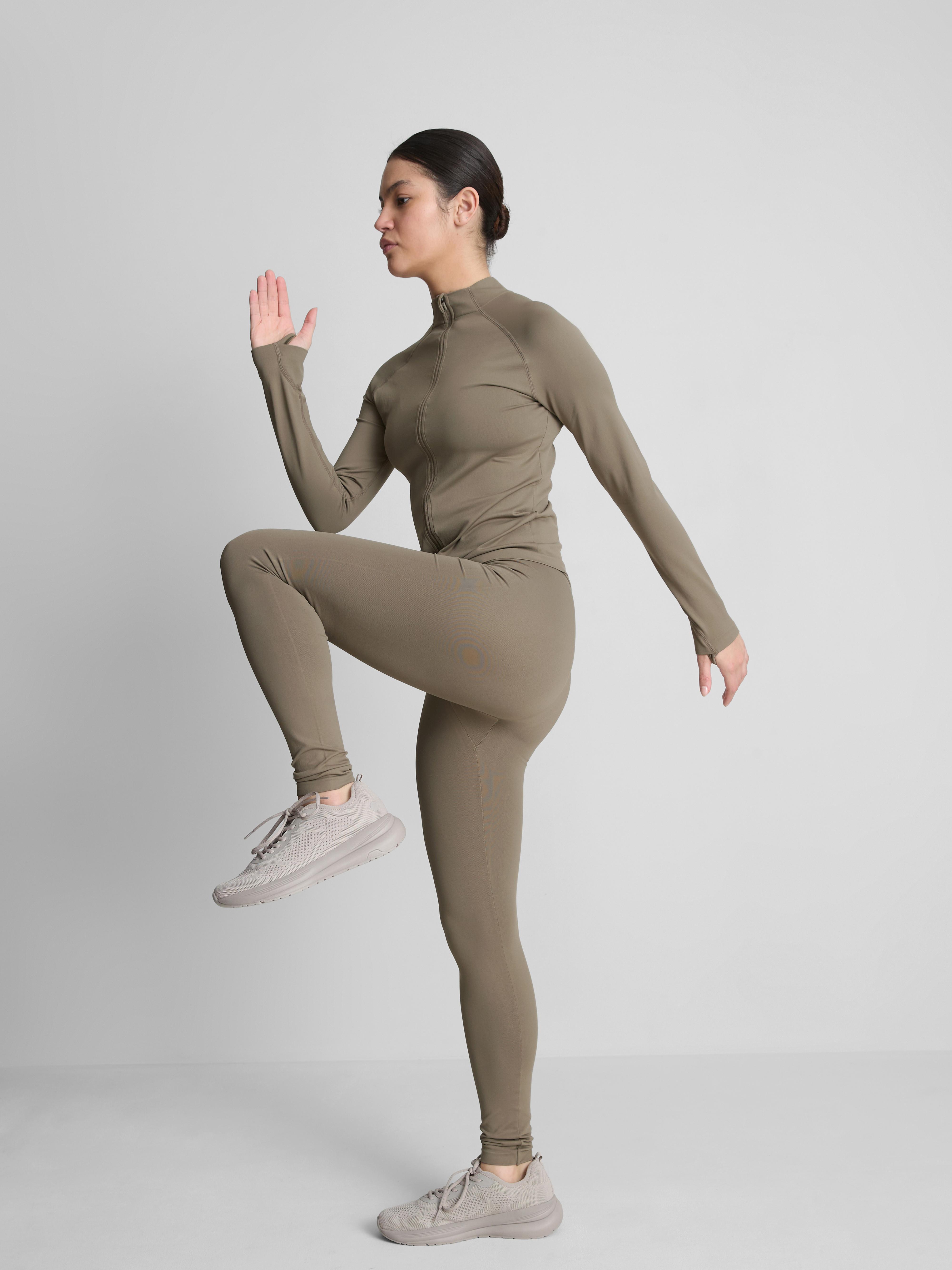 Women's Olive Seamless Zip Through Jacket