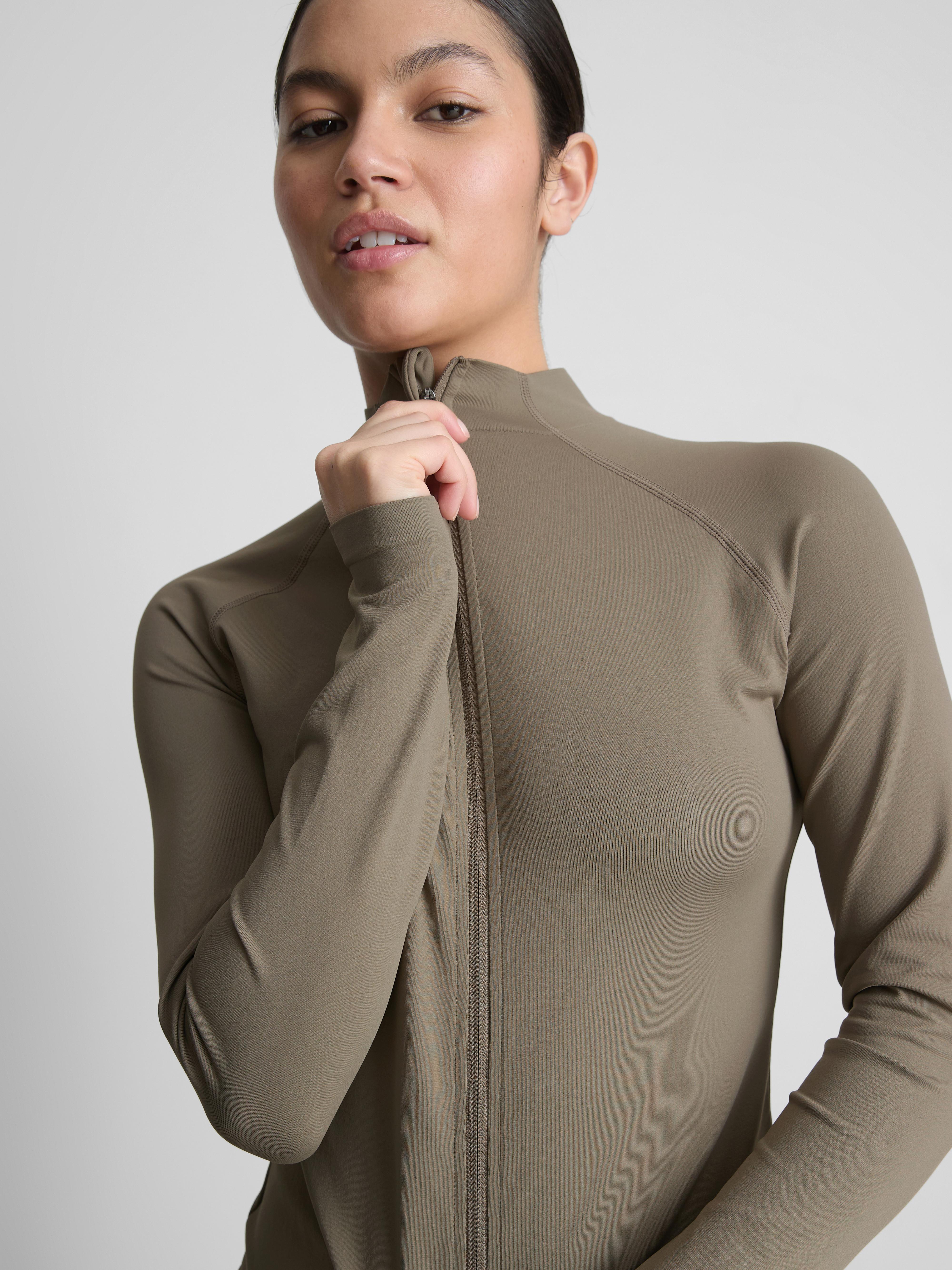 Women's Olive Seamless Zip Through Jacket