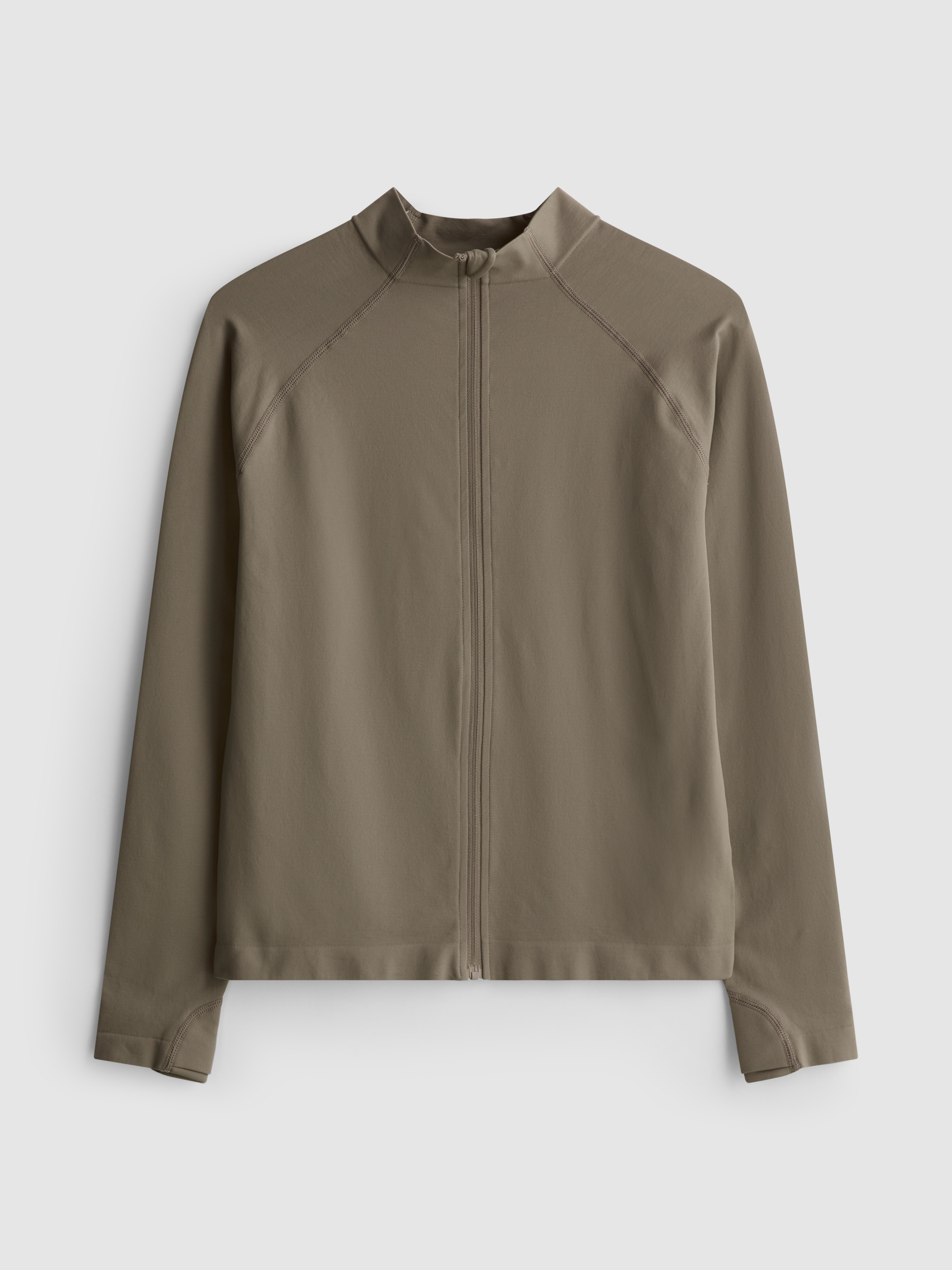 Women's Olive Seamless Zip Through Jacket