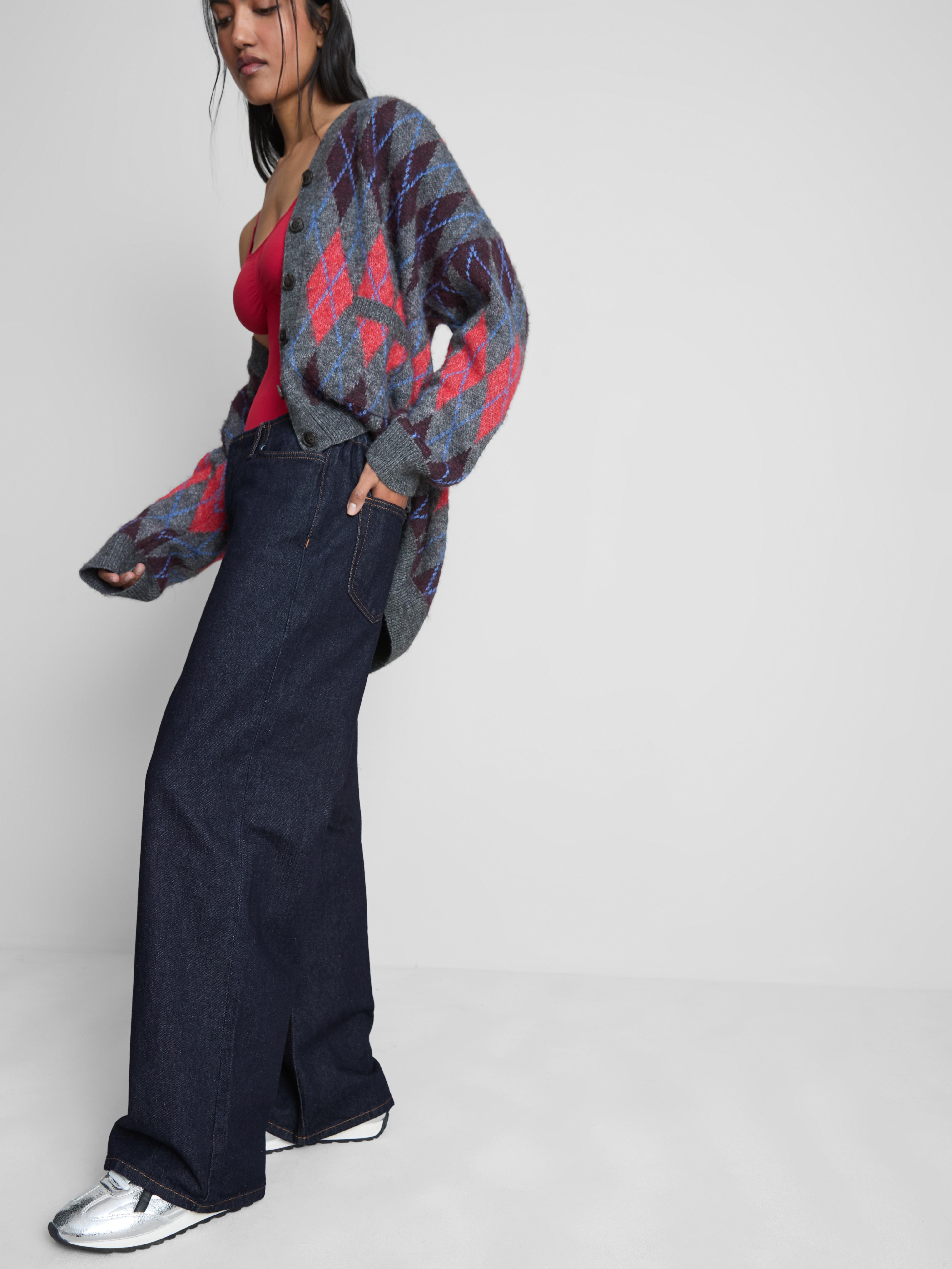 Mid-Rise Wide Leg Tailored Jeans