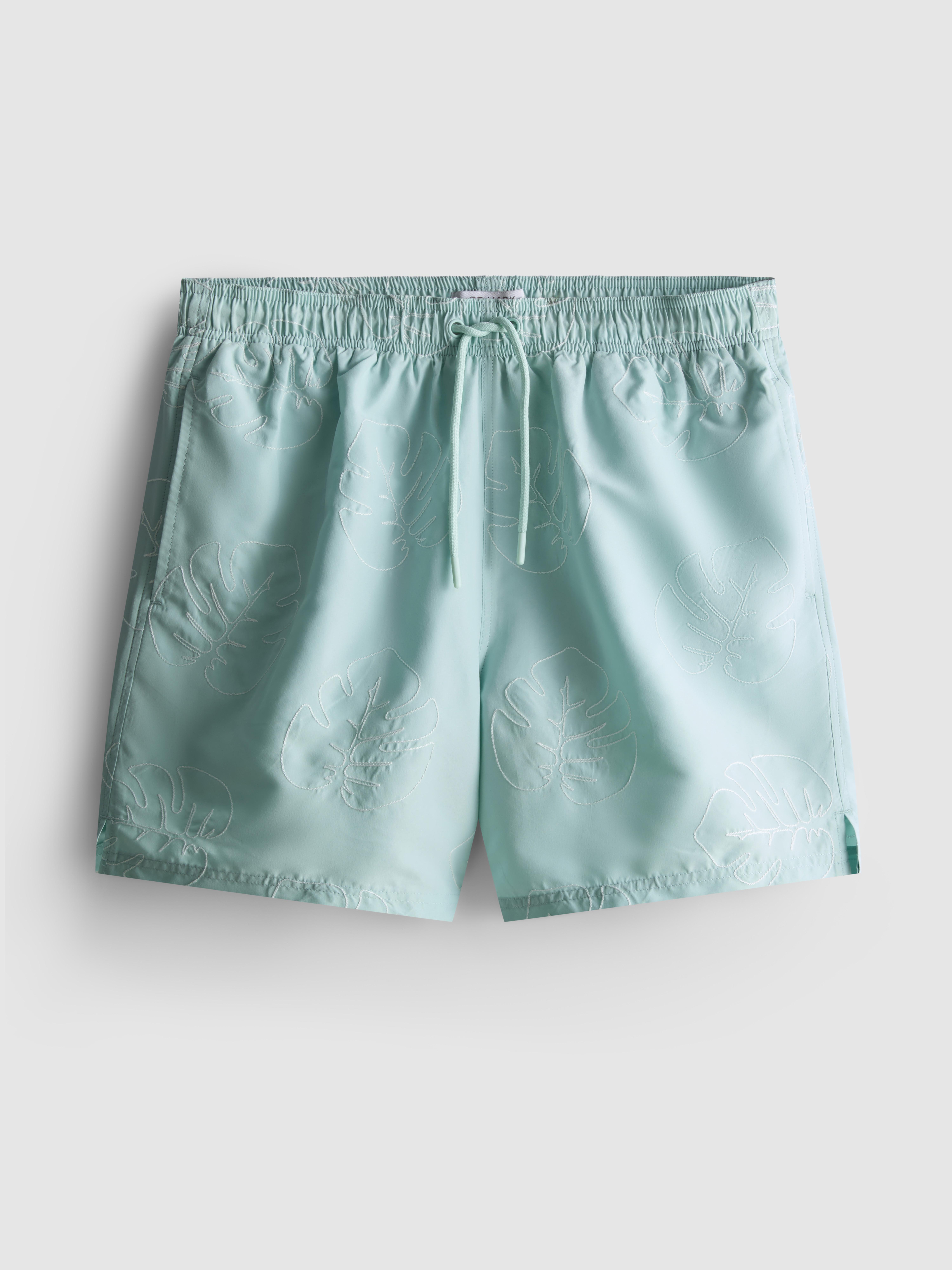 Leaf Embroidered Swimming Shorts