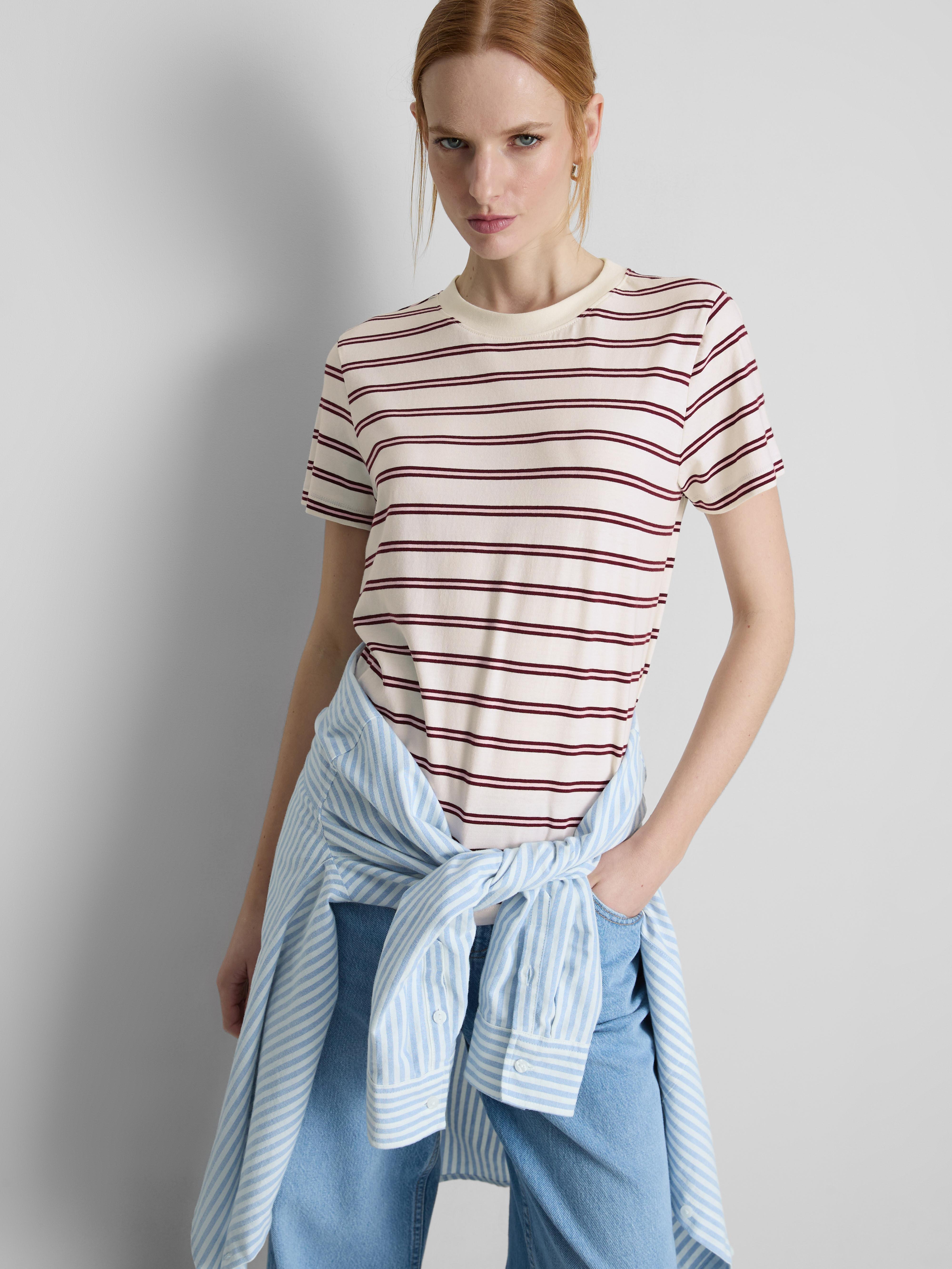 Striped Cotton Crew Neck Tee