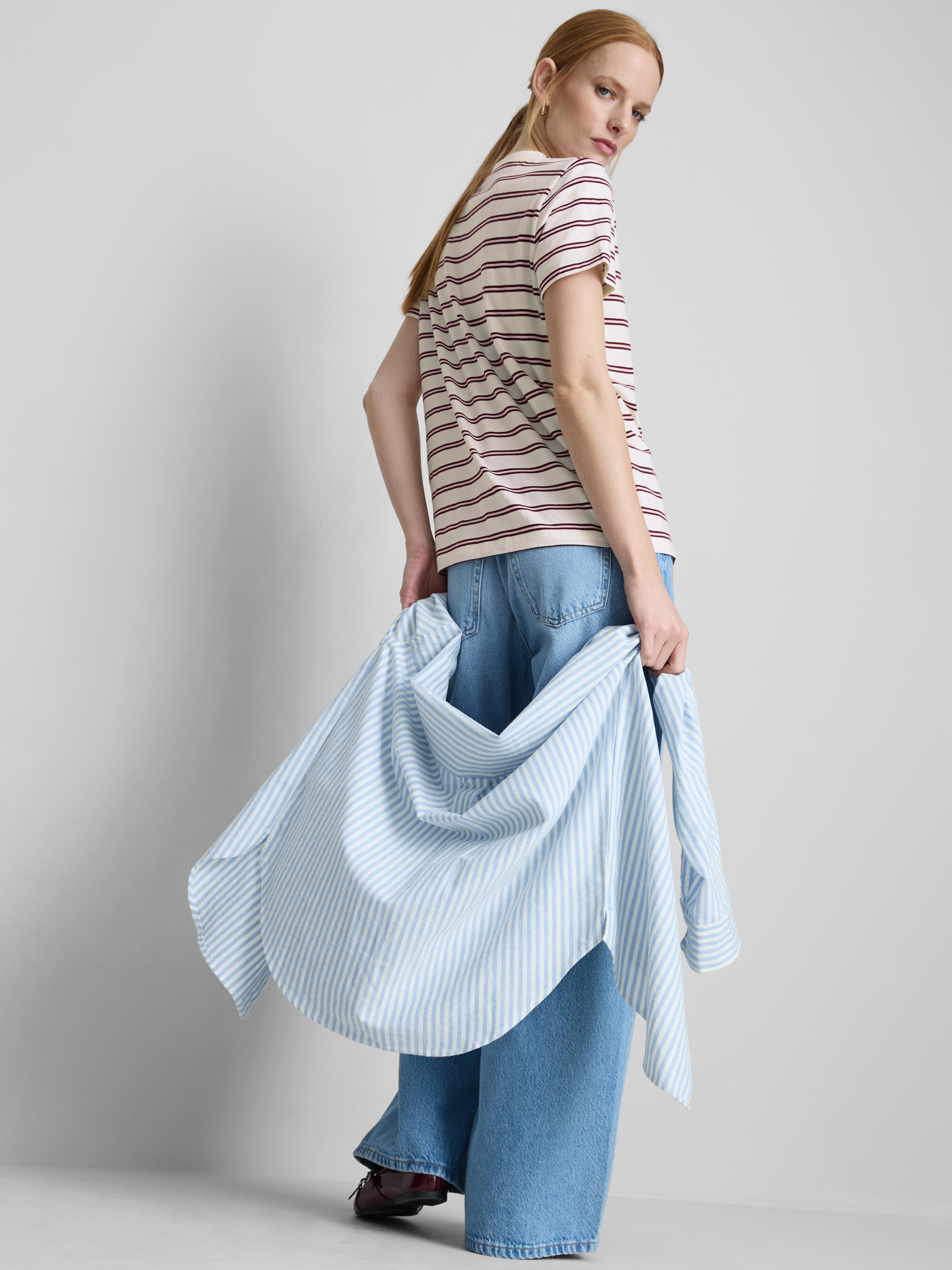 Striped Cotton Crew Neck Tee