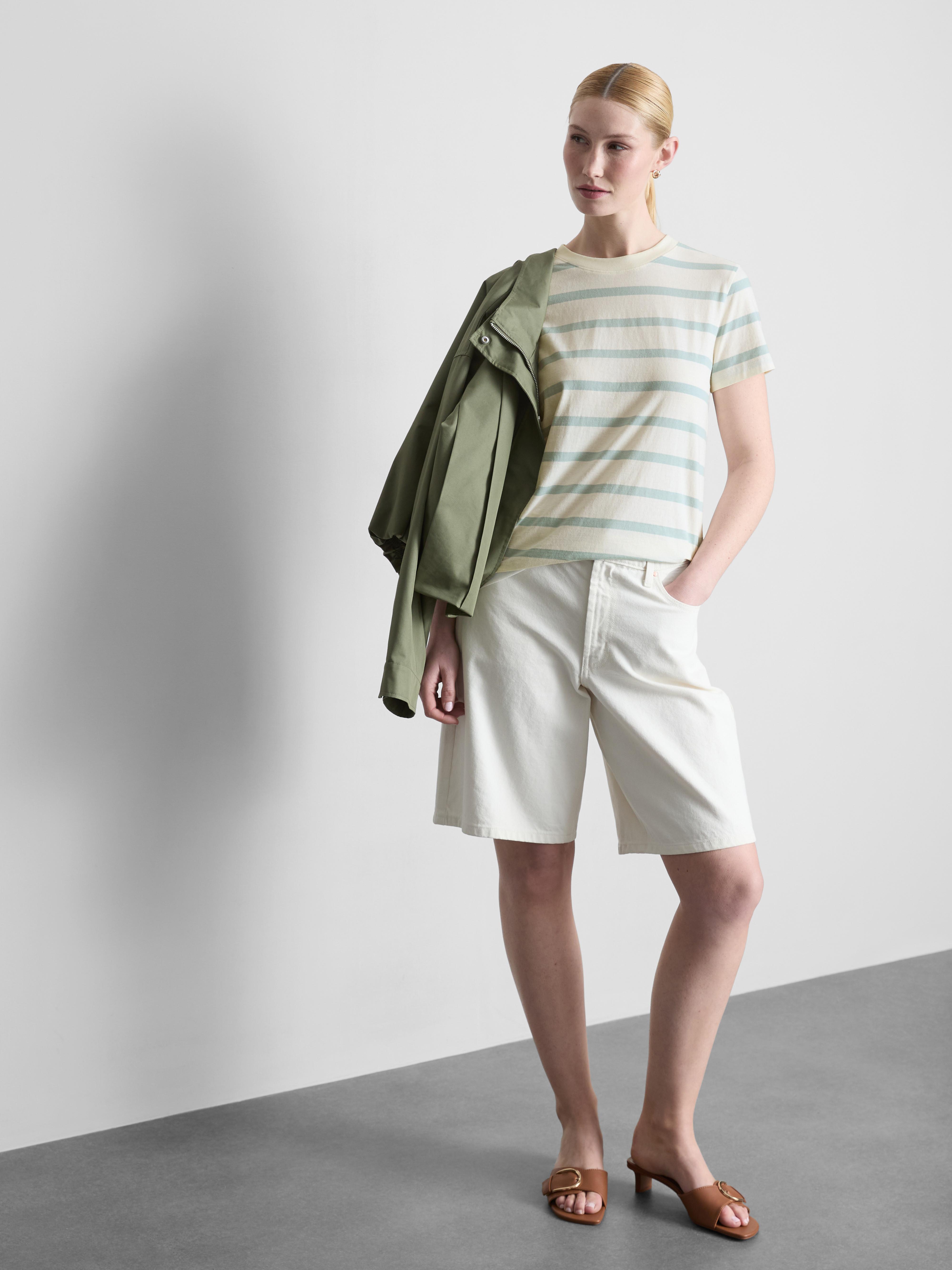 Bawełniany T-shirt w paski z okrągłym dekoltem