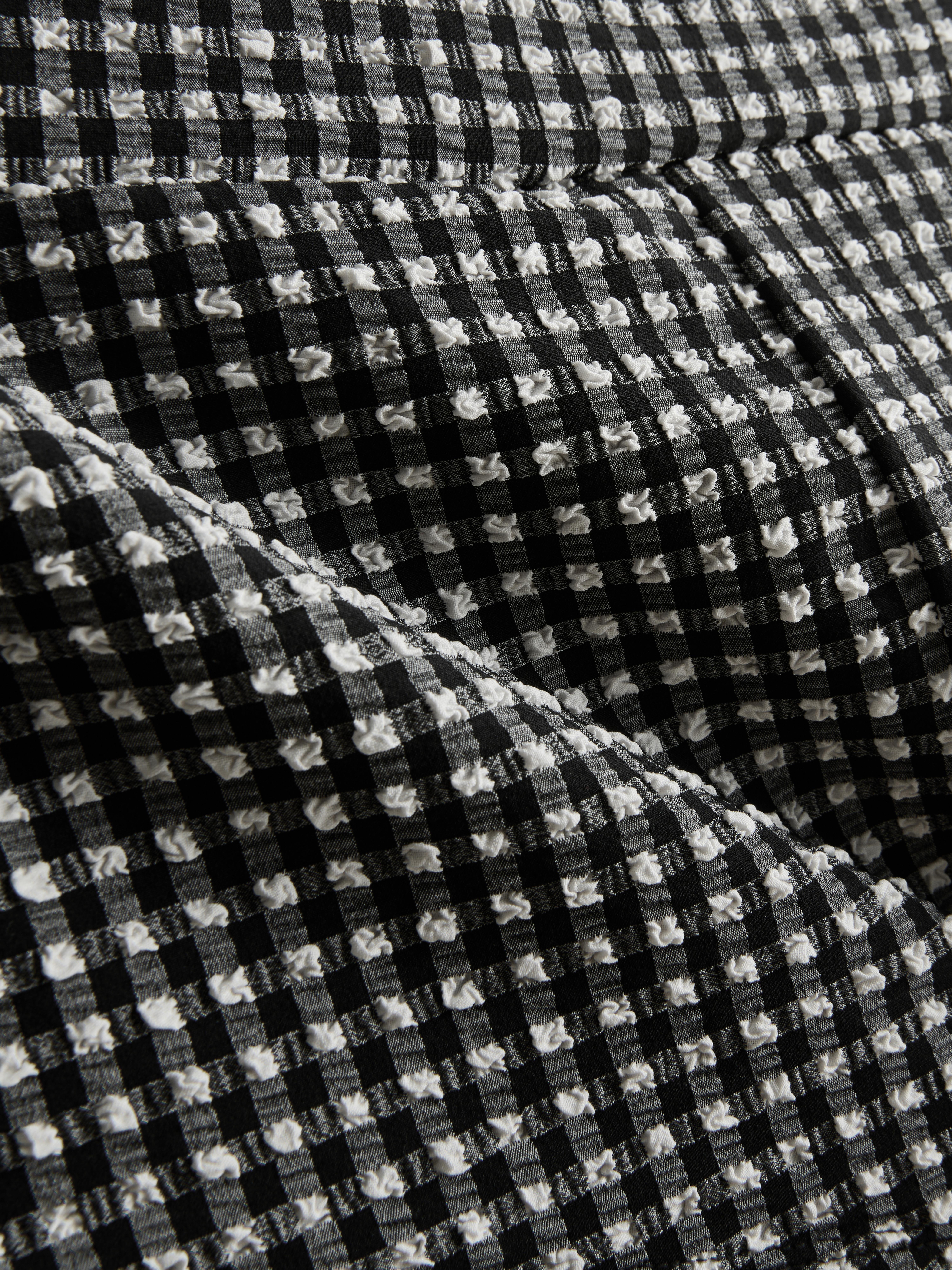 Women's Black High-Waisted Gingham Bikini Shorts