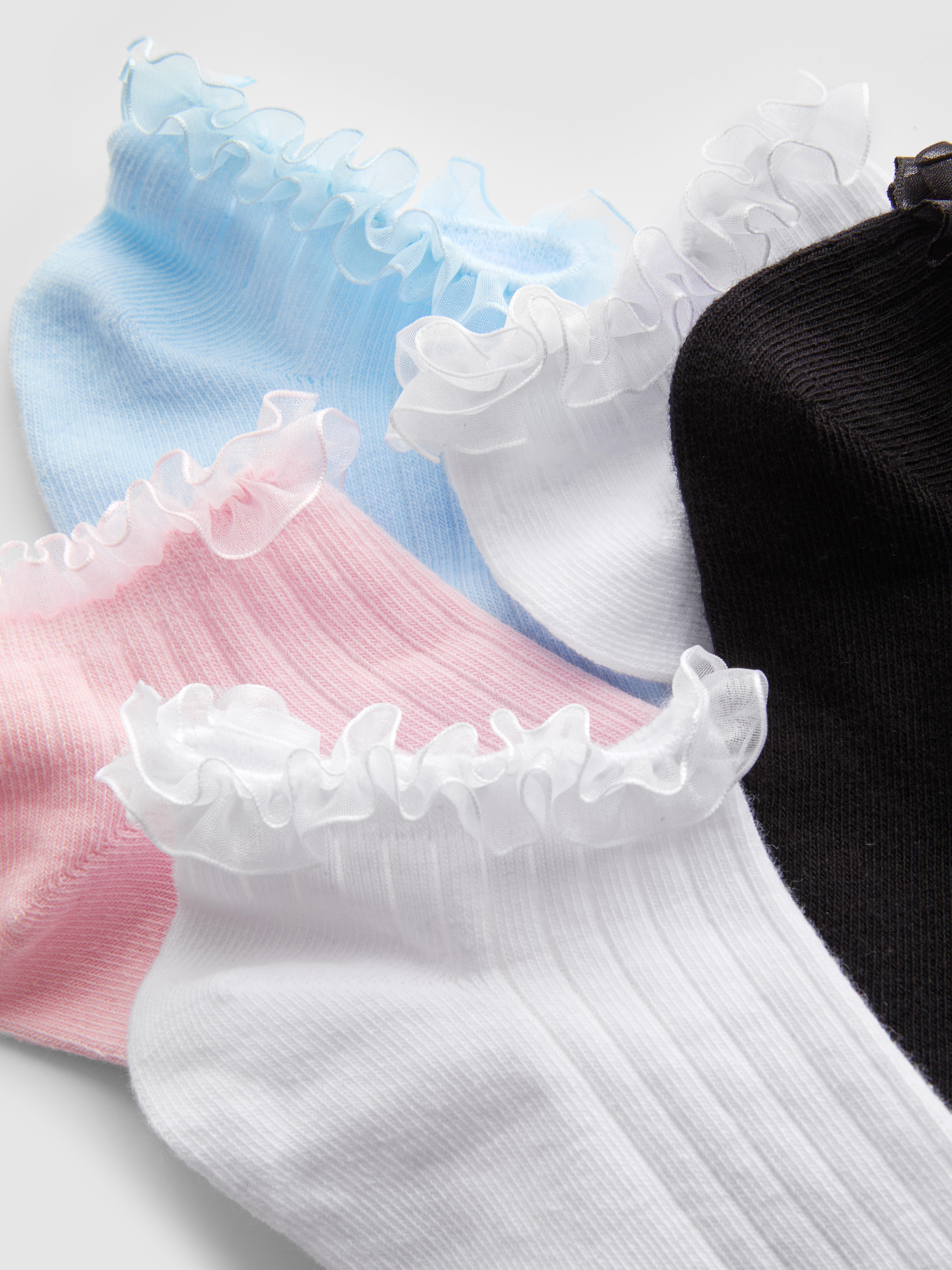 5pk Tulle Trim Sneaker Socks