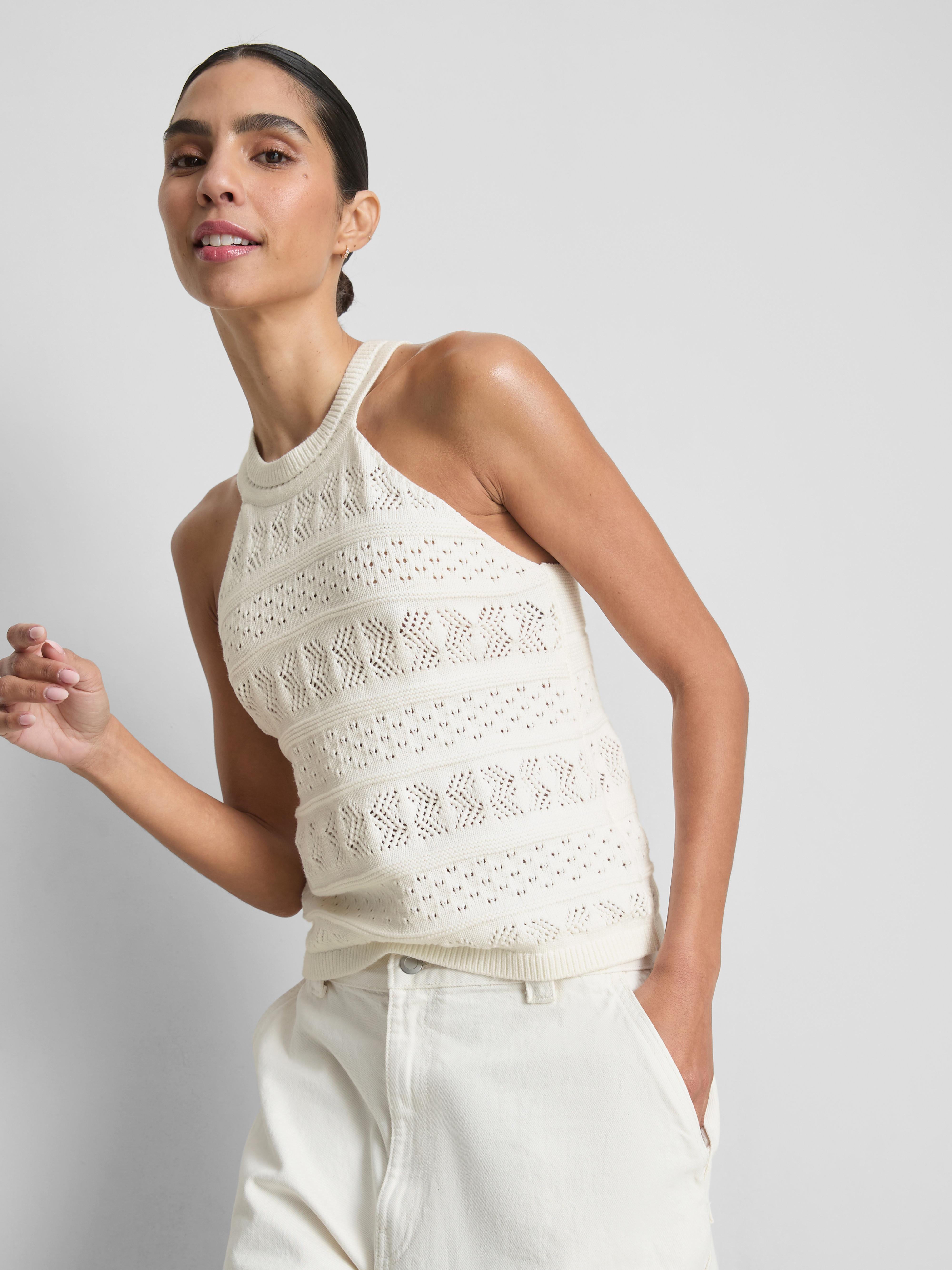Top sin mangas de pointelle de algodón By Coleen