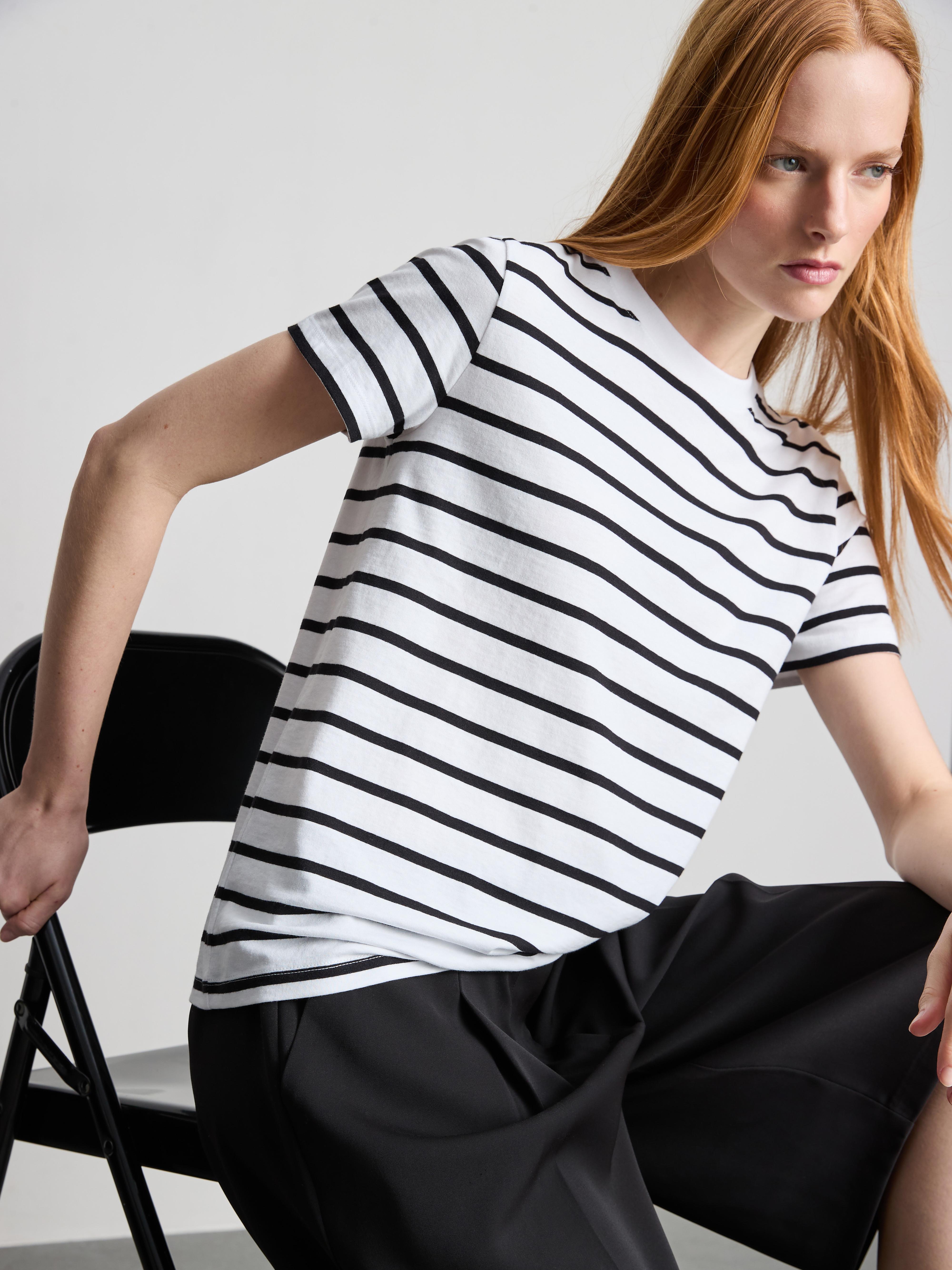 T-shirt gola redonda manga curta riscas