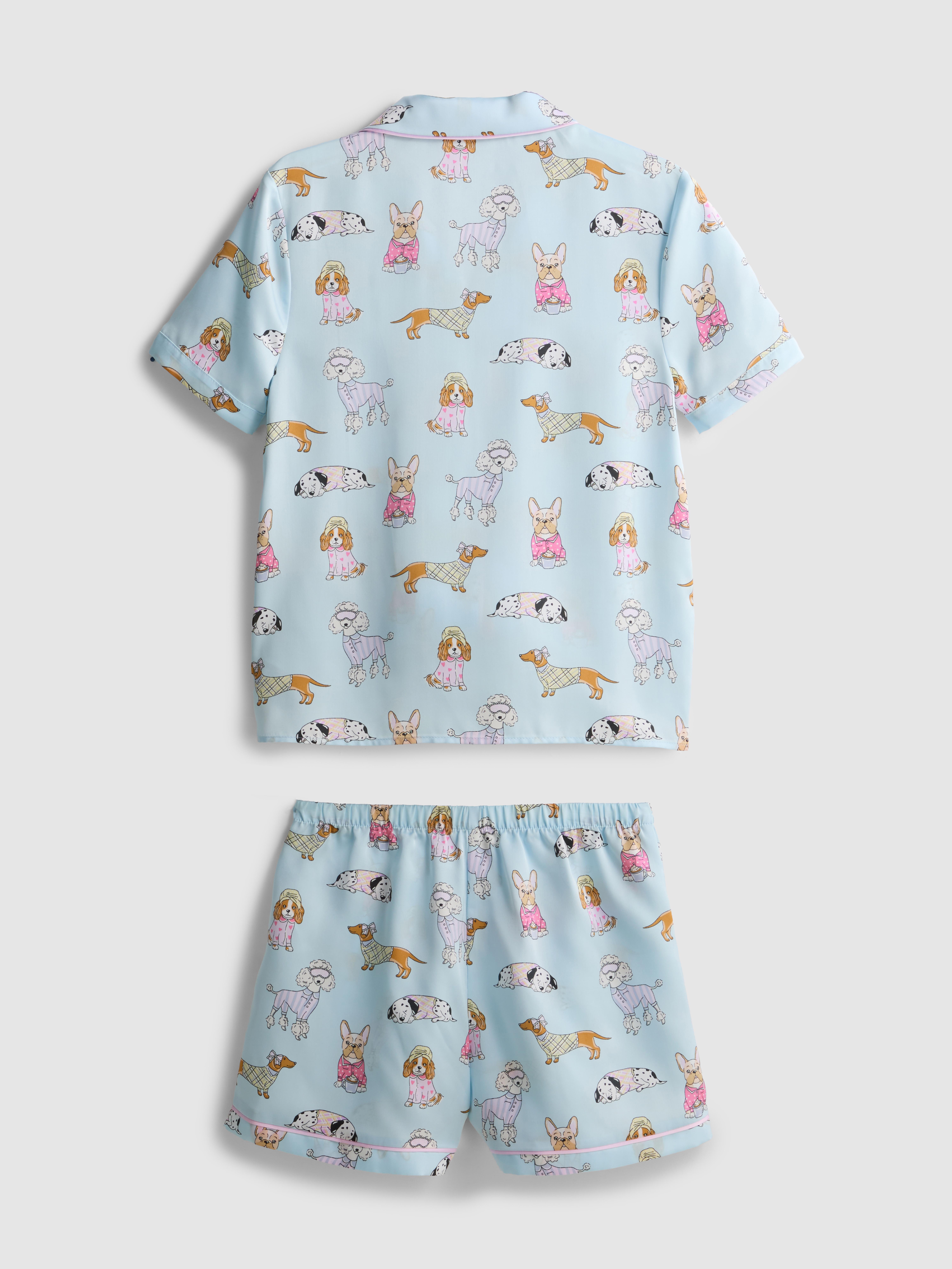 5–15 lat | Krótka satynowa piżama z motywem psa
