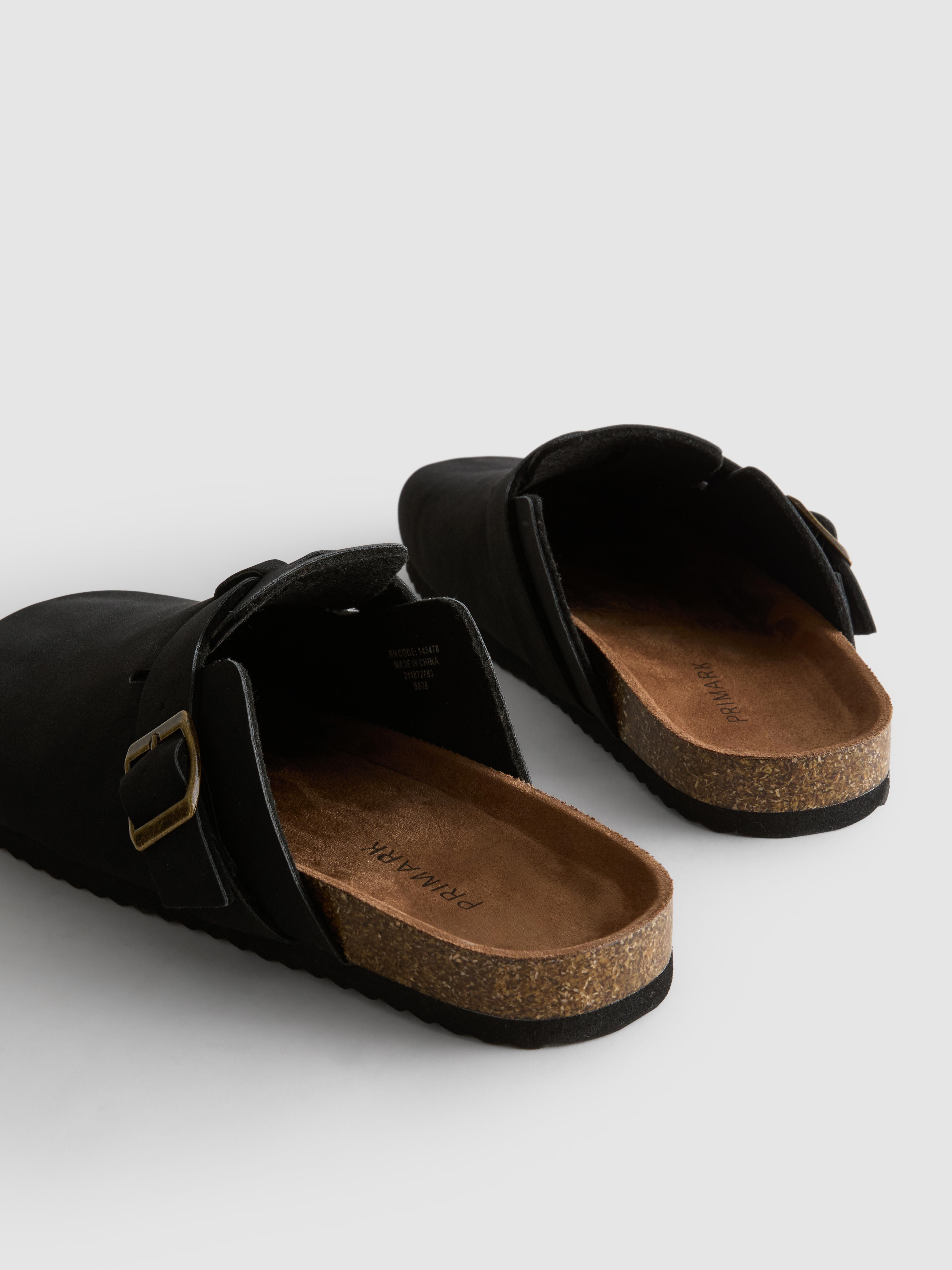 Men's Black Closed Toe Mule Slippers