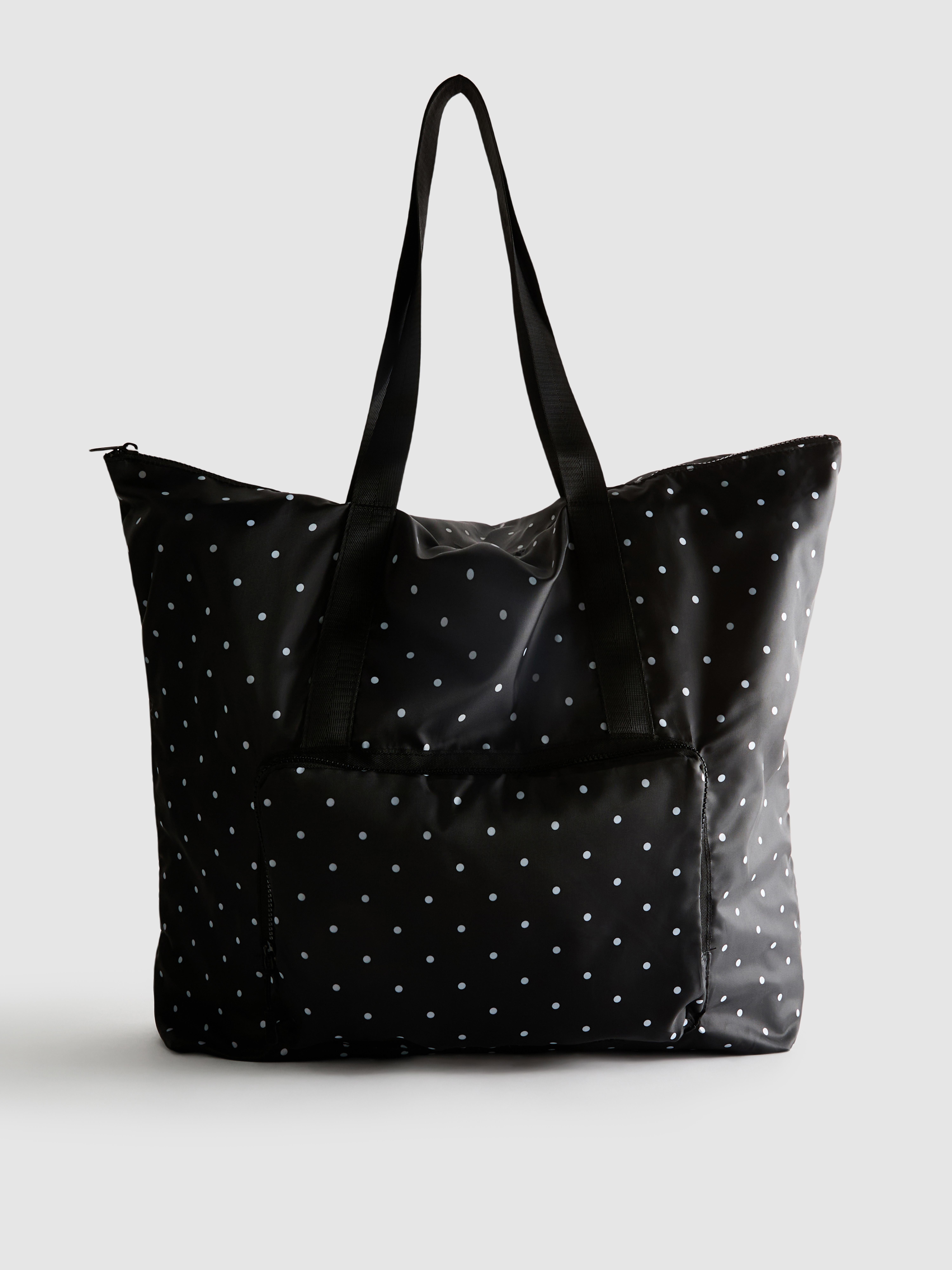 Women's Black/White Pack and Go Shopper Bag