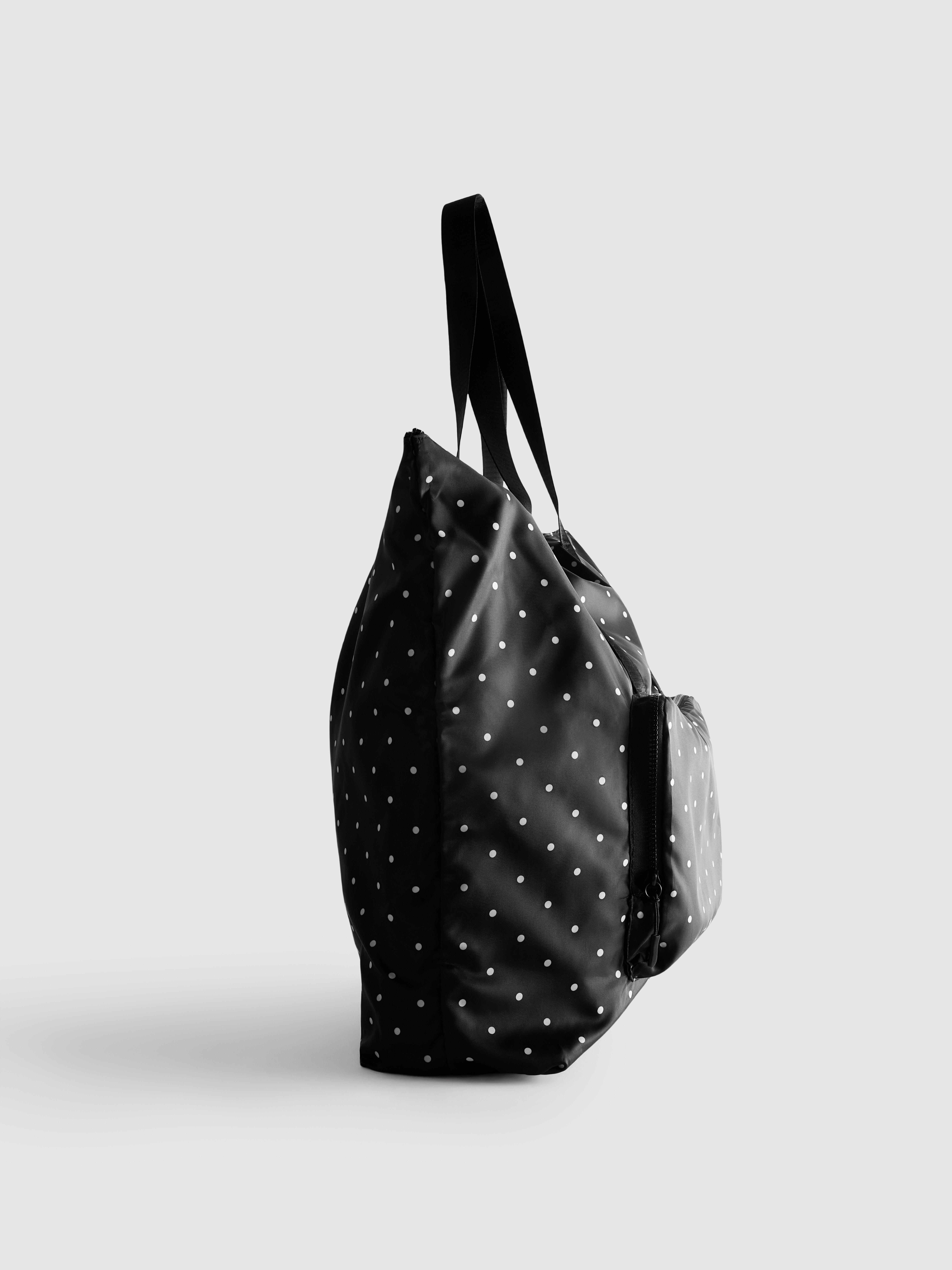 Women's Black/White Pack and Go Shopper Bag