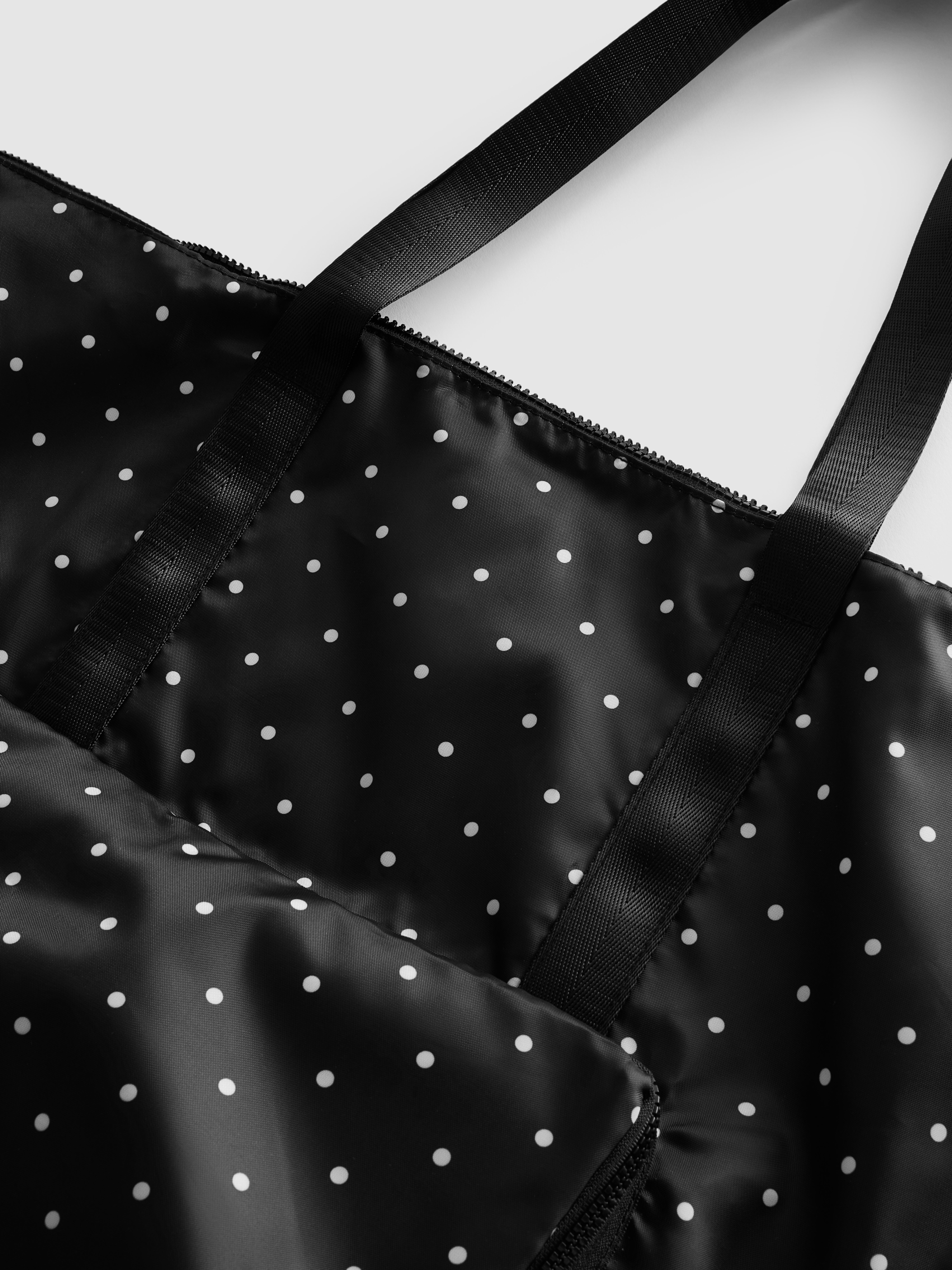 Women's Black/White Pack and Go Shopper Bag