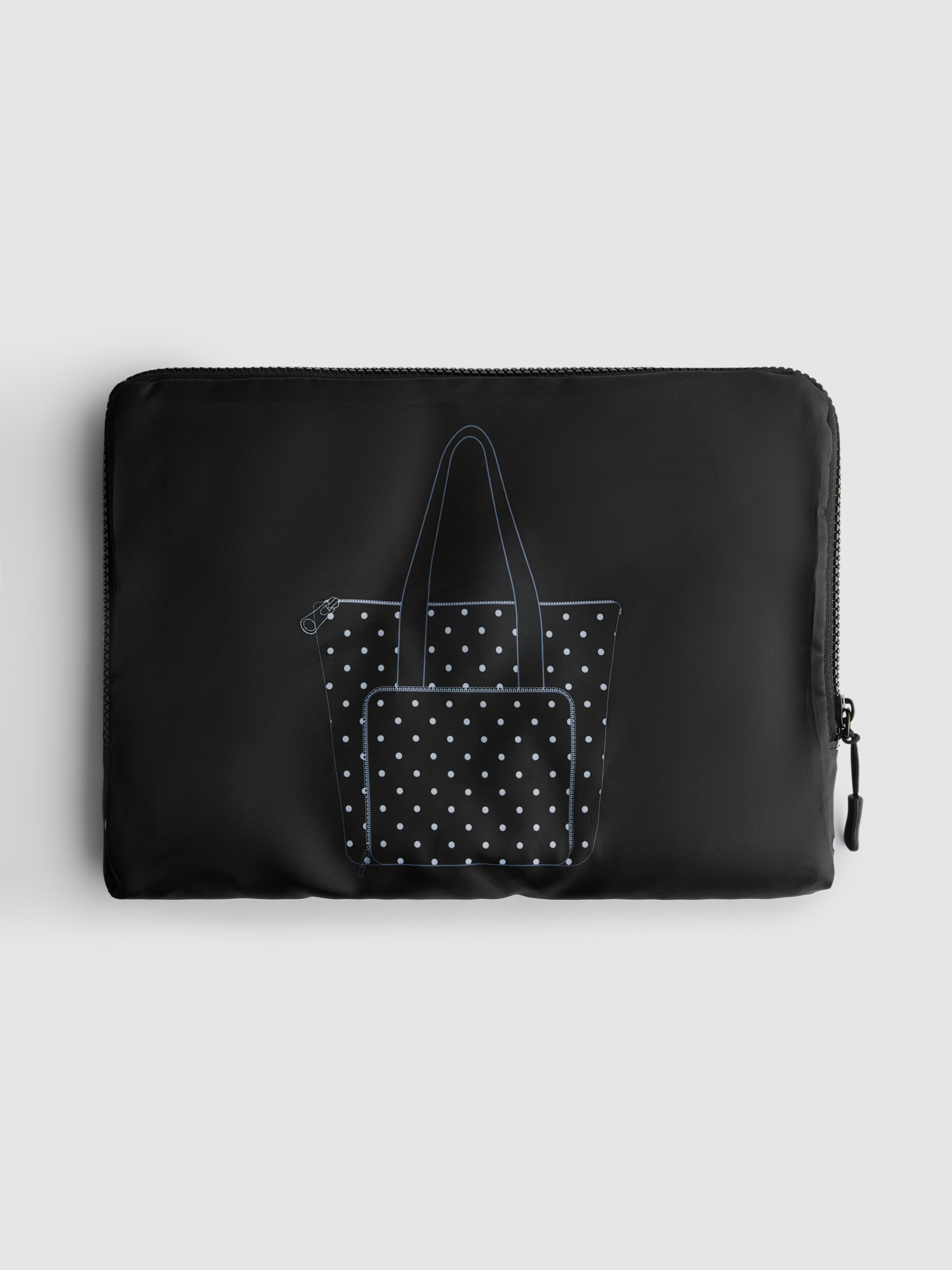 Women's Black/White Pack and Go Shopper Bag