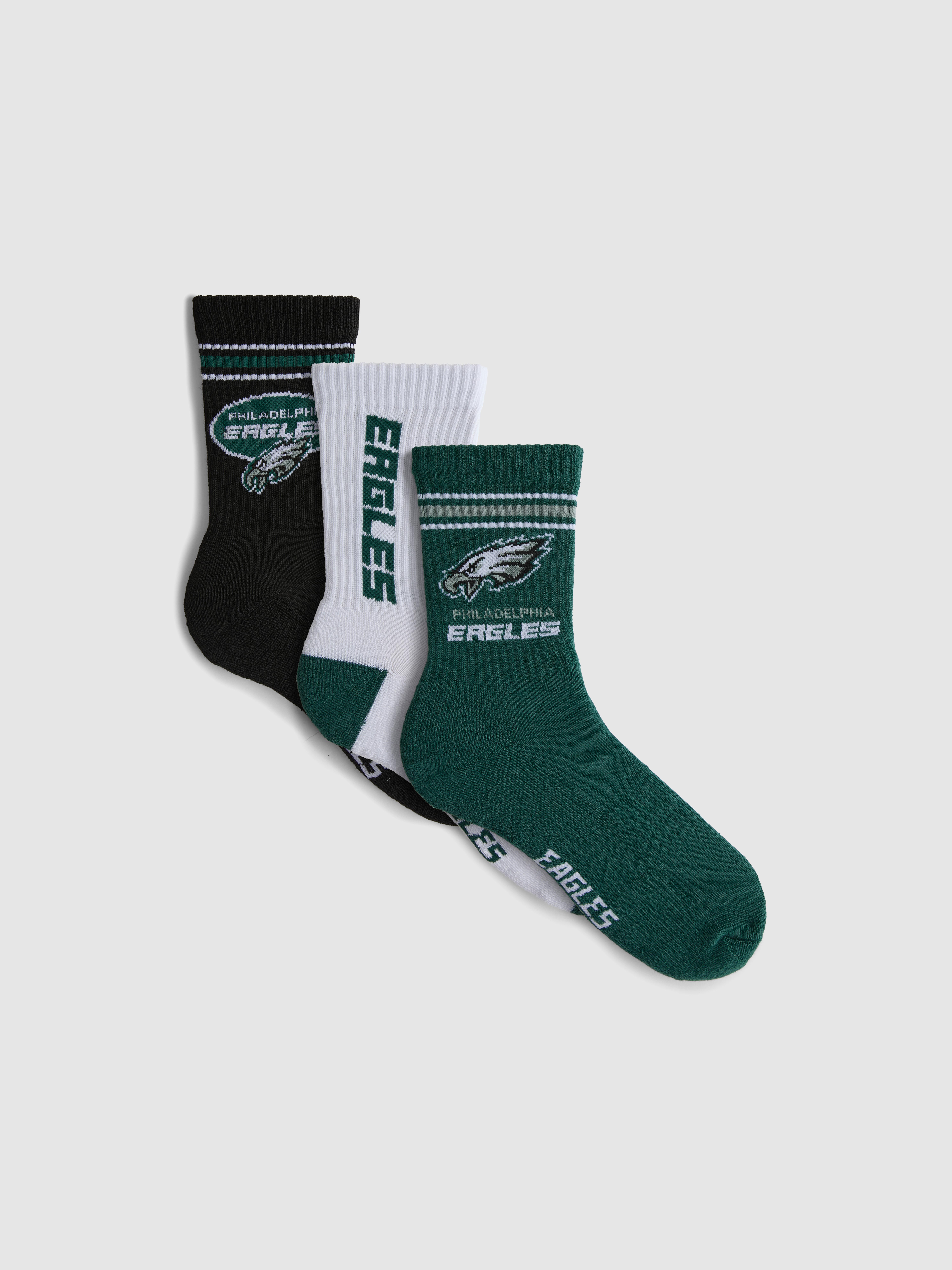 3pk NFL Philadelphia Eagles Crew Socks