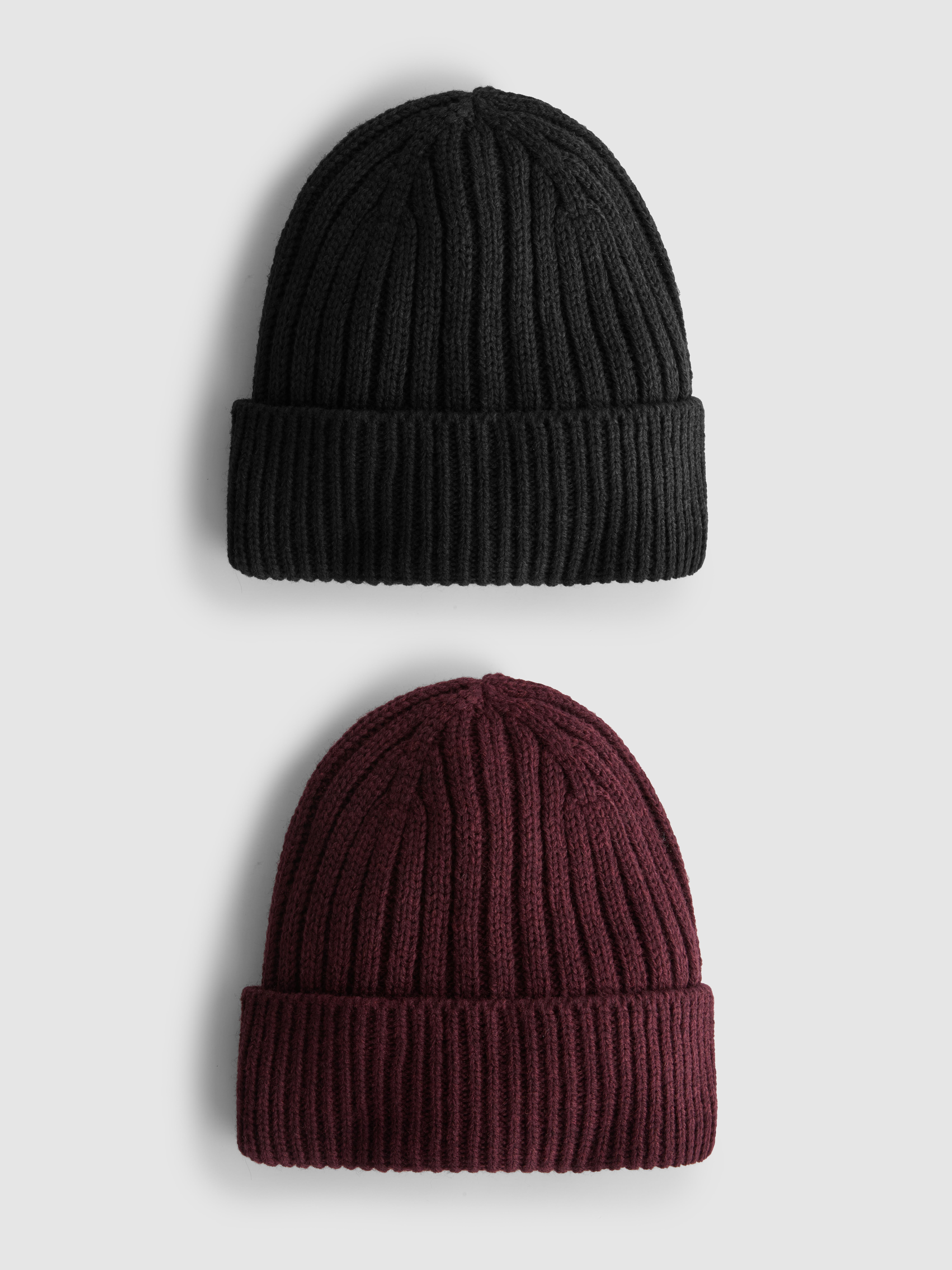 2pk Ribbed Beanie Hats