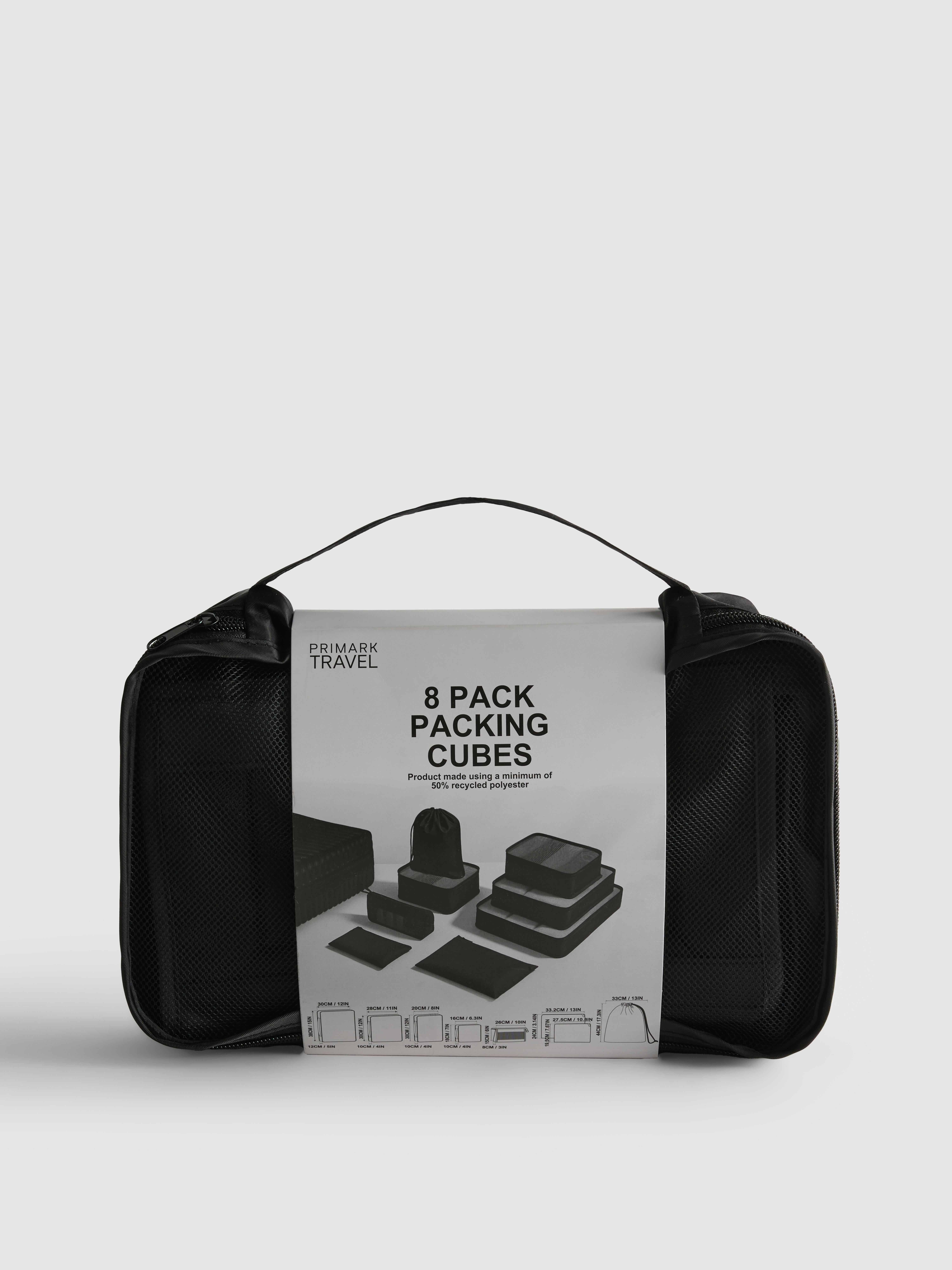 Black 8pk Travel Packing Cubes