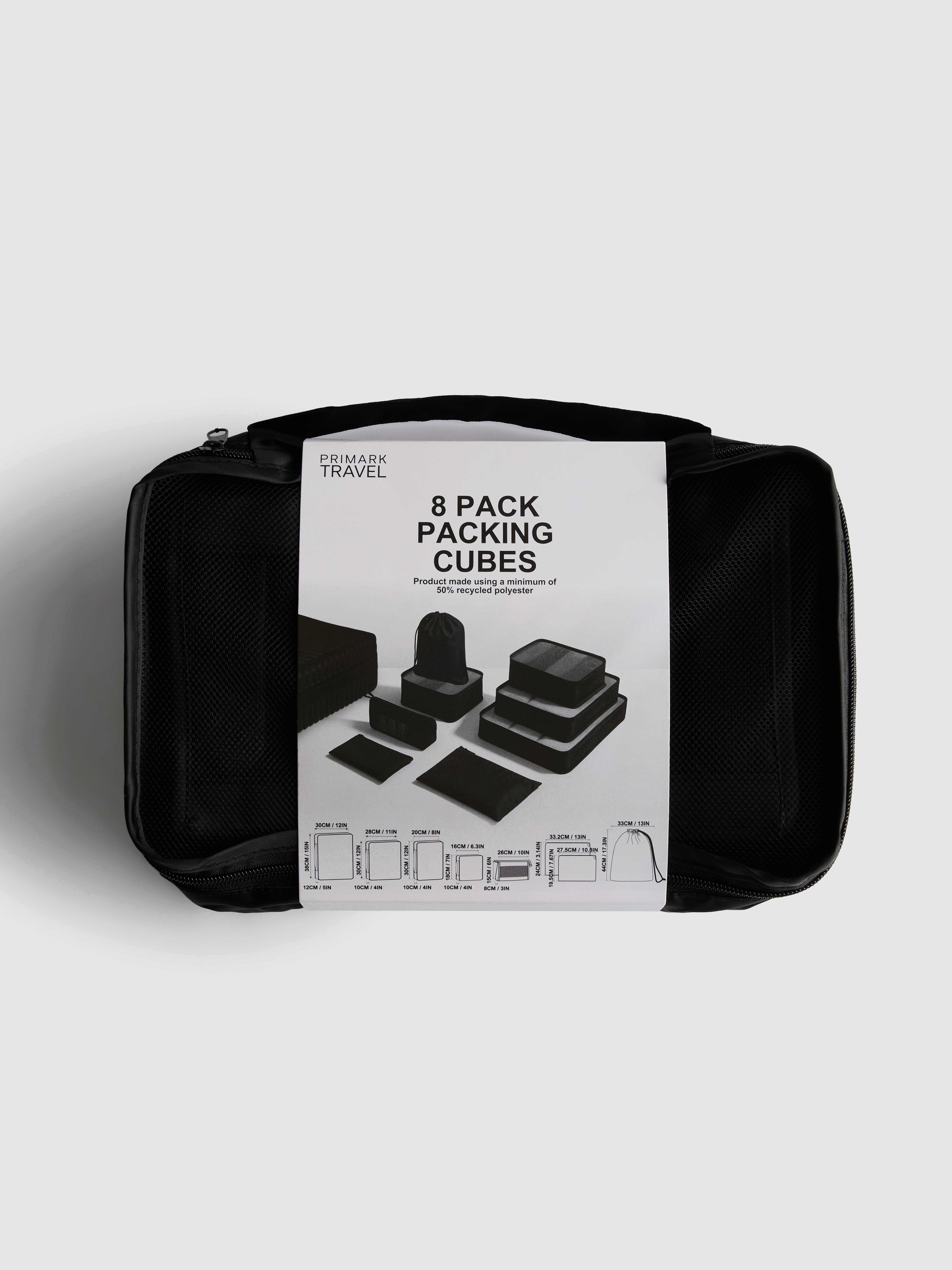 Black 8pk Travel Packing Cubes