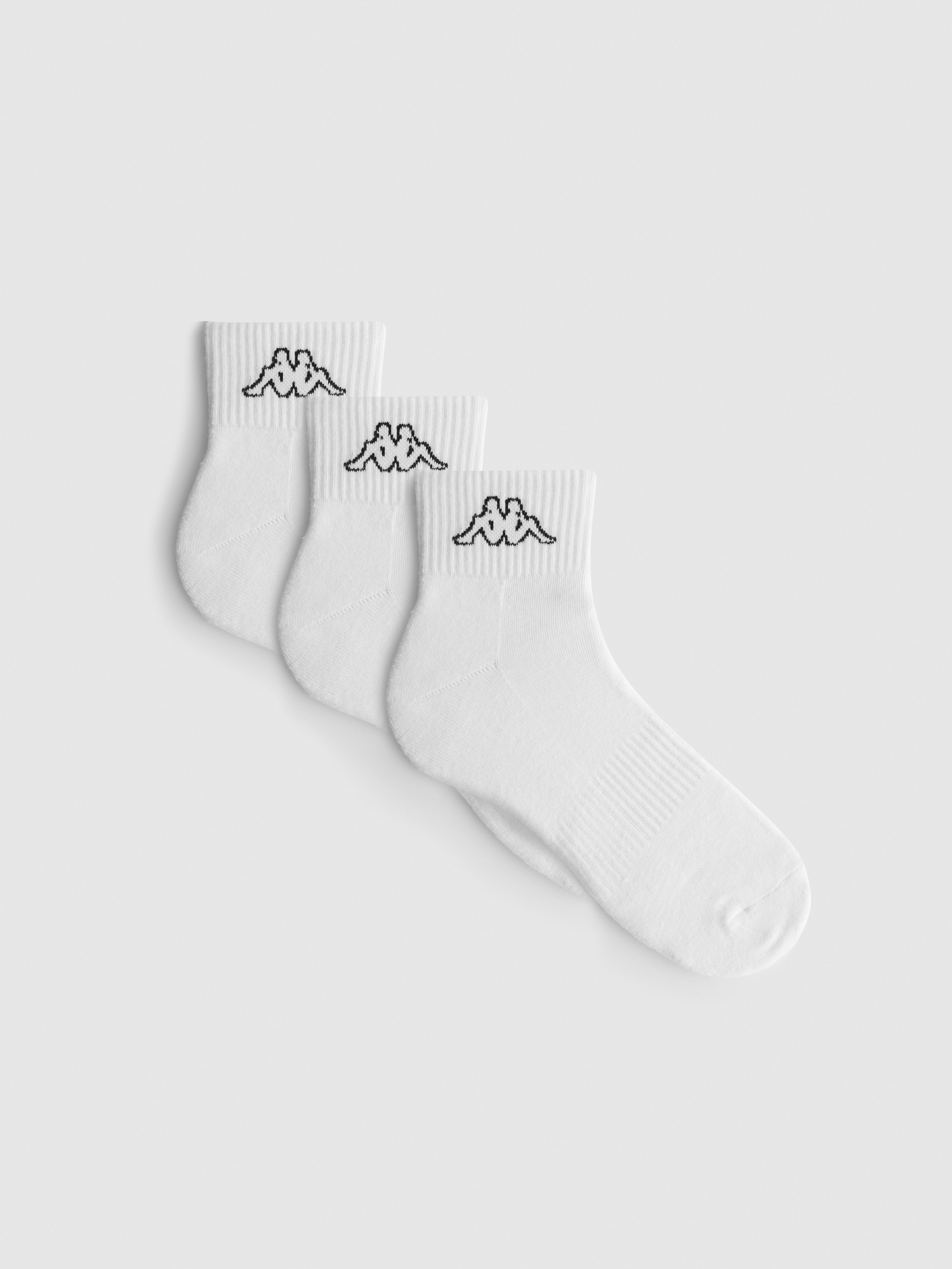 Men's White 3-Pack Kappa x Primark Quarter Crew Socks