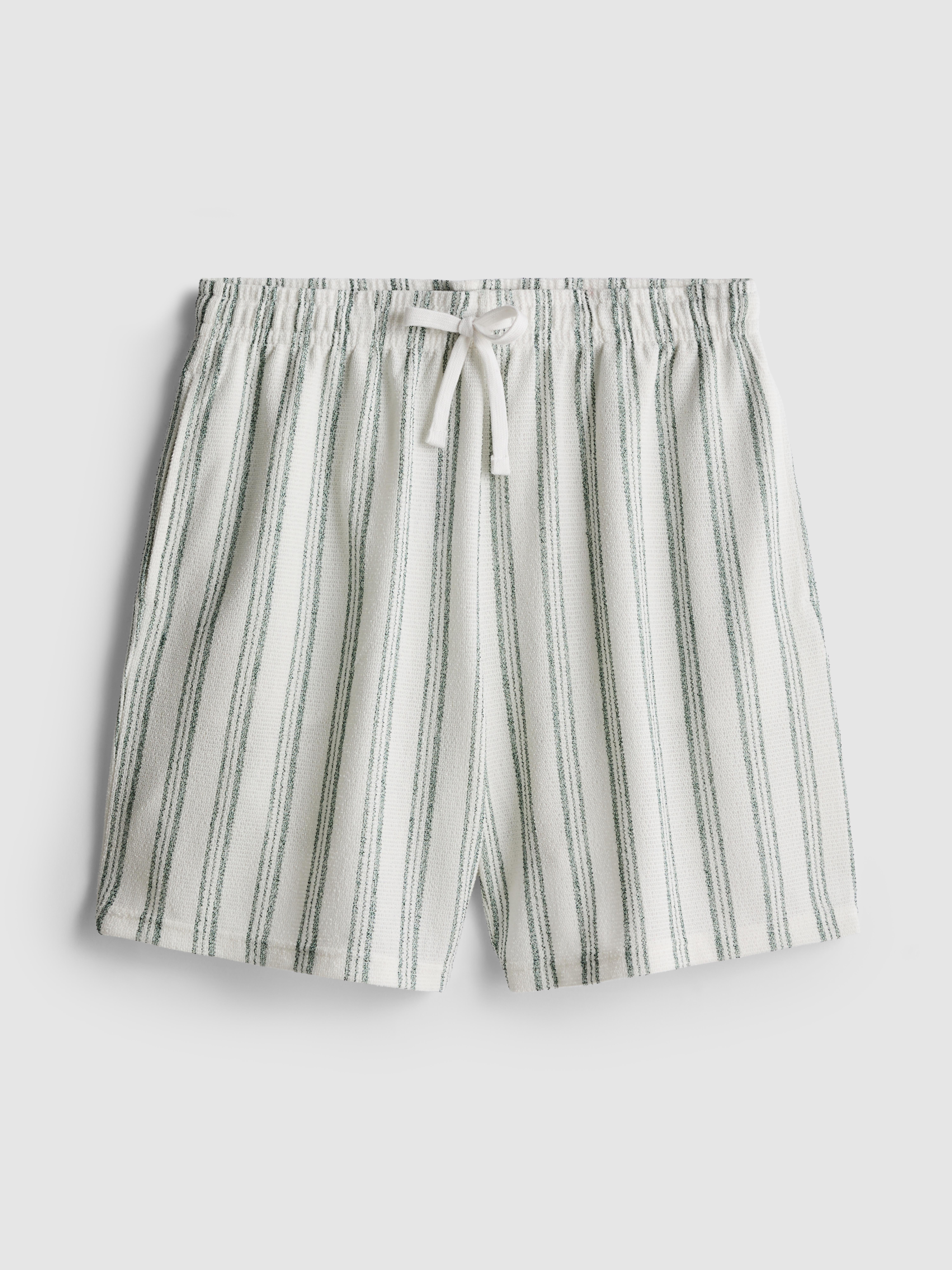 Men's Green Striped Pajama Shorts