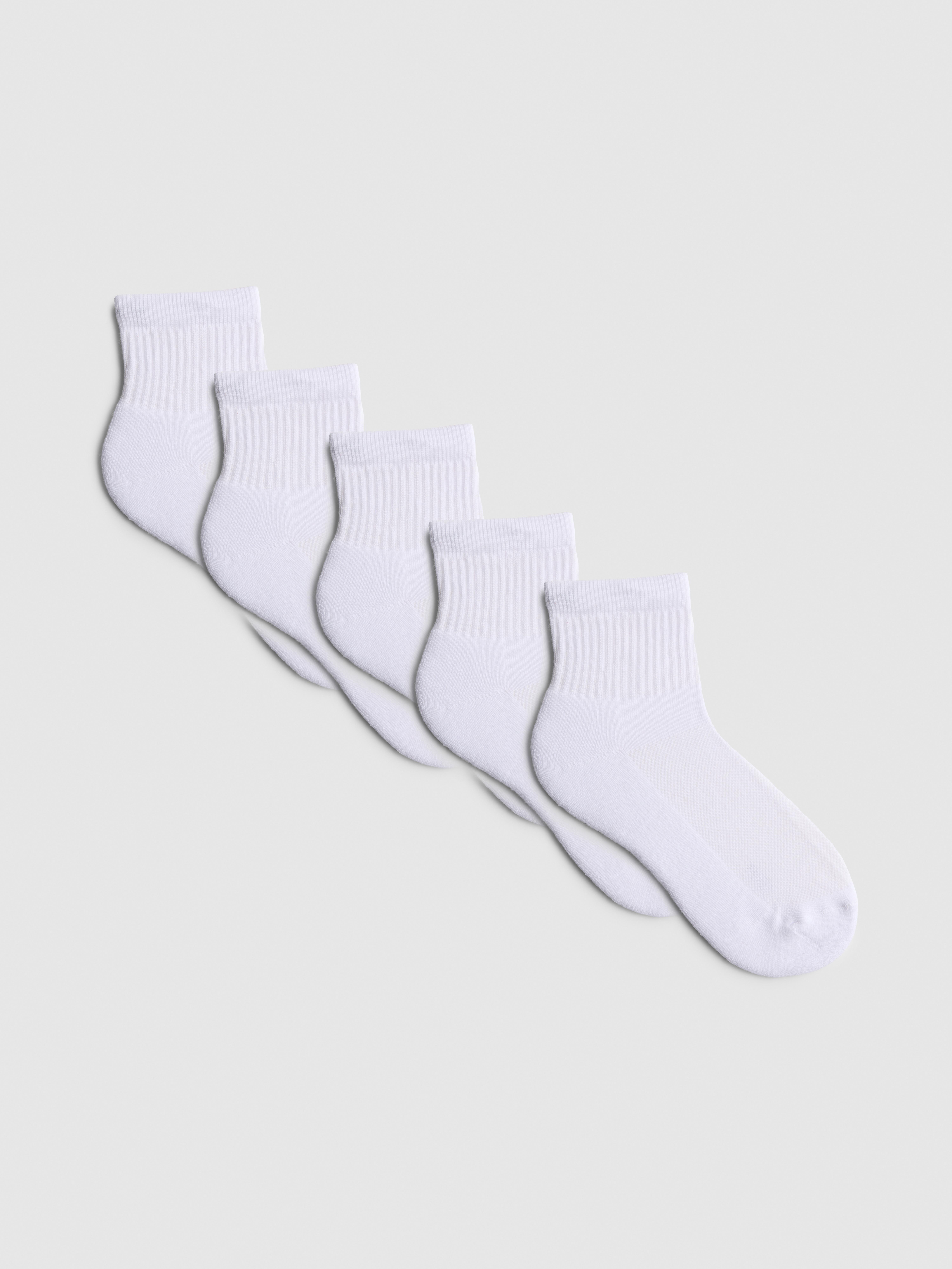 Boys White 5pk Quarter Sports Socks