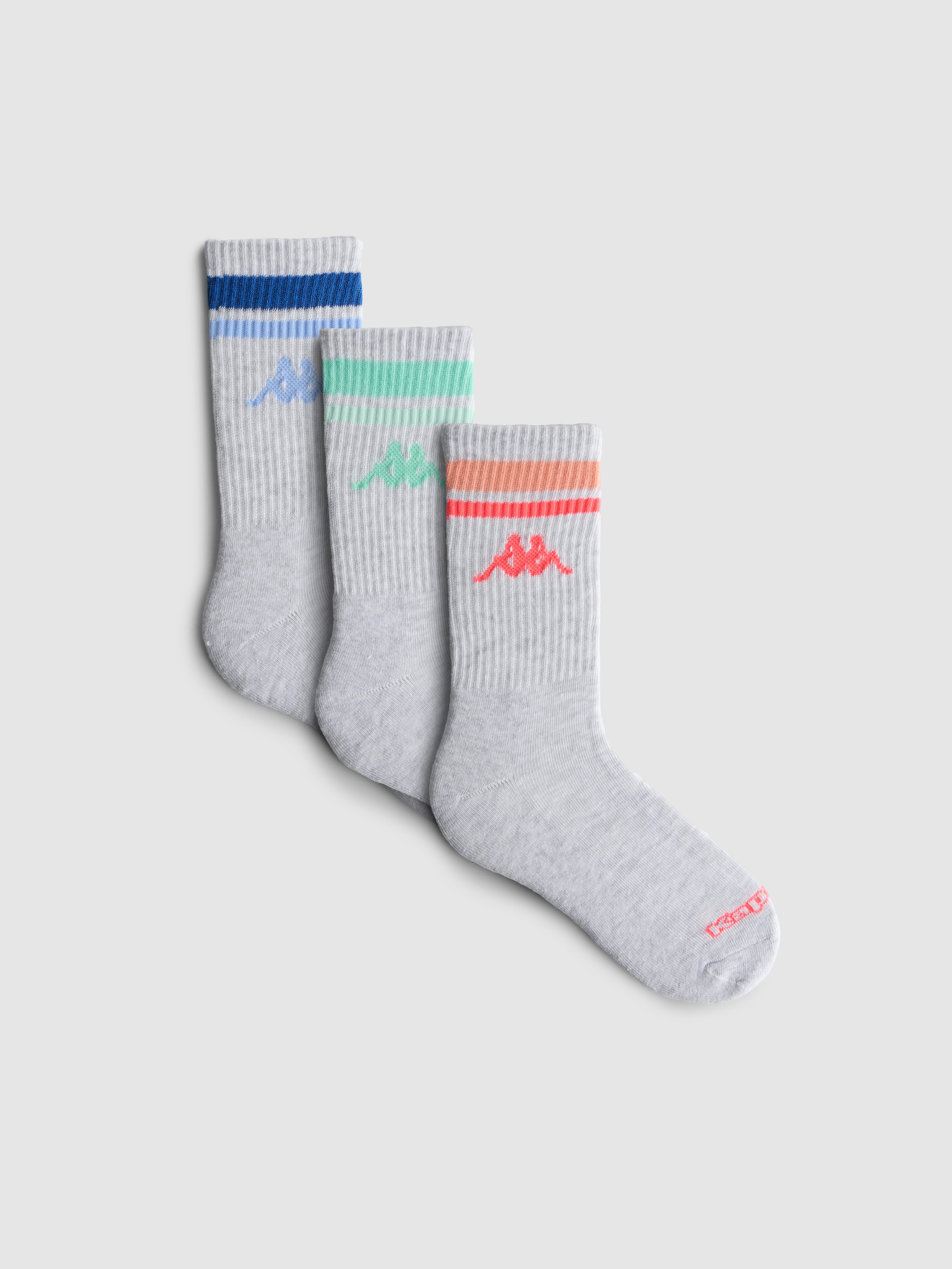 Women's Gray Heather 3-Pack Kappa Crew Socks