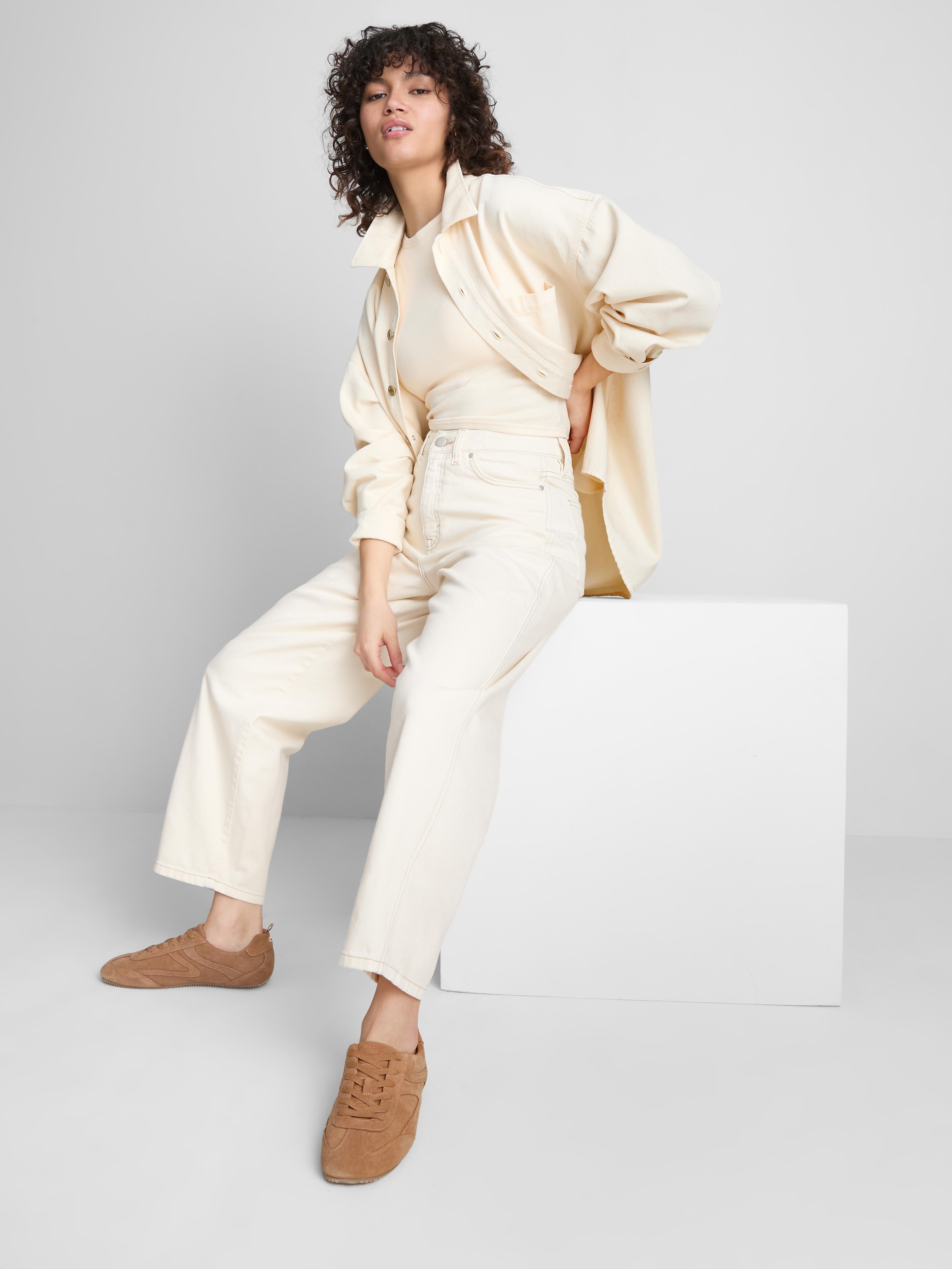 Cotton Denim Tapered Straight Leg Jeans