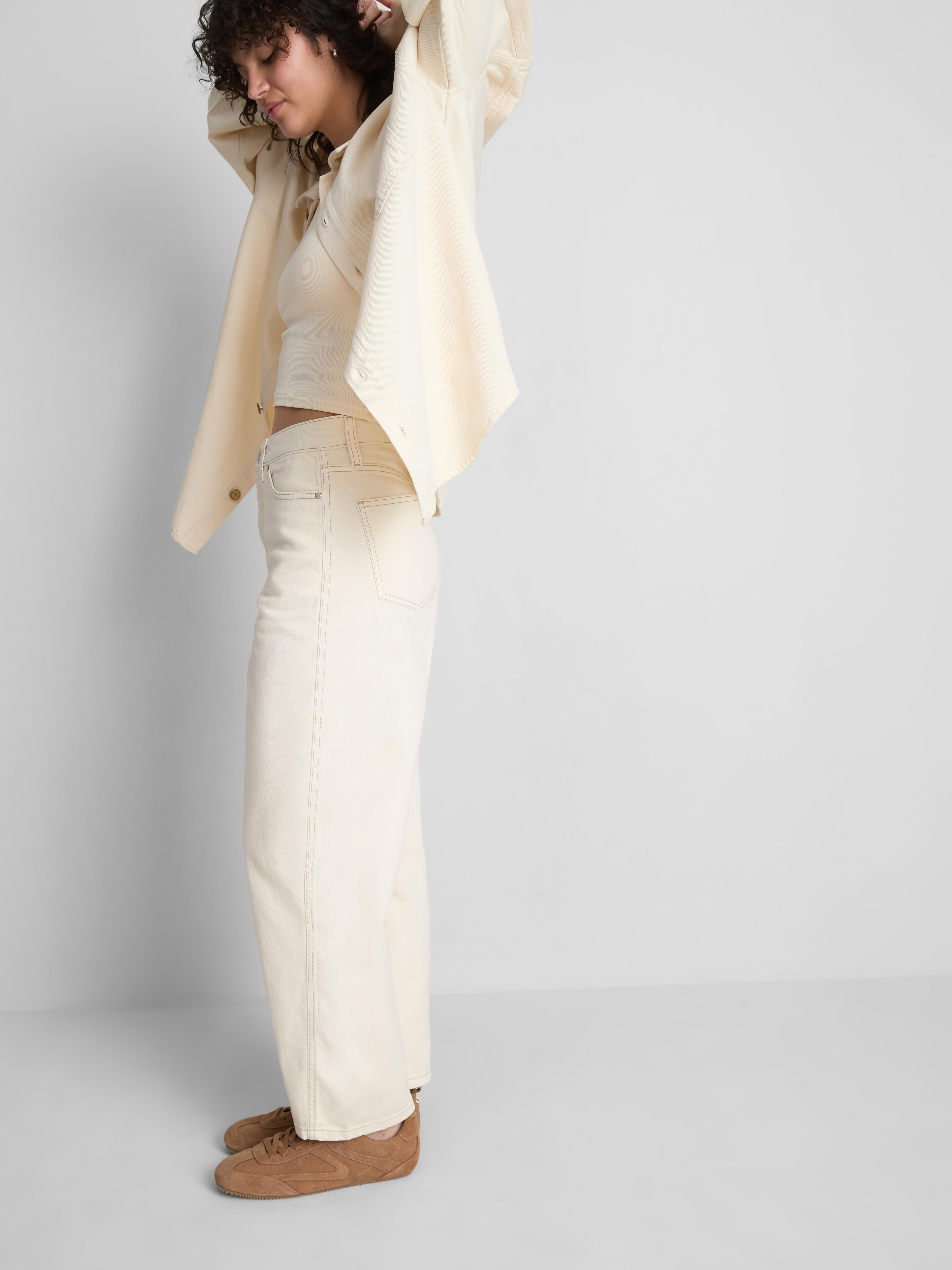 Cotton Denim Tapered Straight Leg Jeans