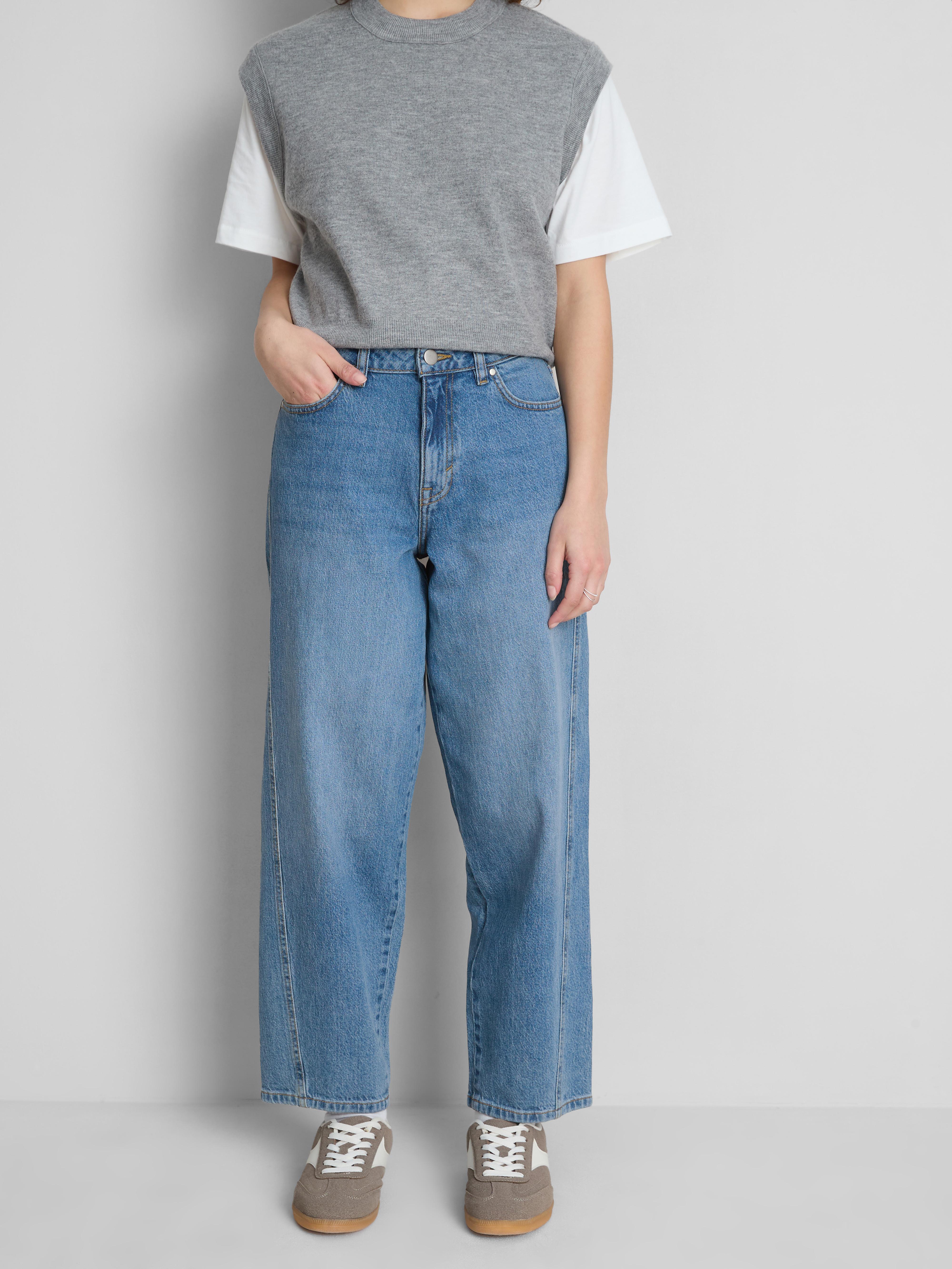 Blugi drepți conici din denim din bumbac