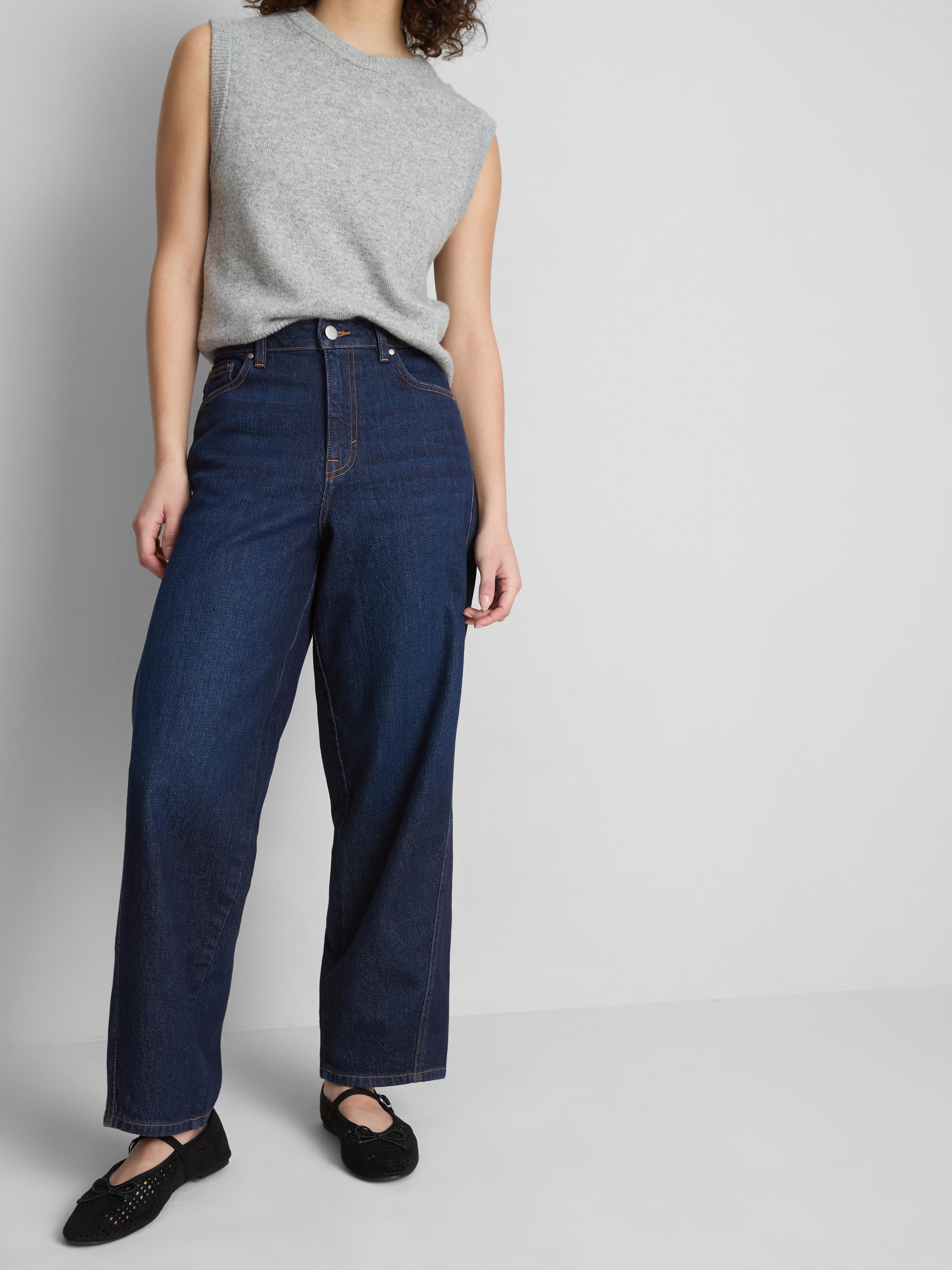 Jean droit fuselé en denim de coton