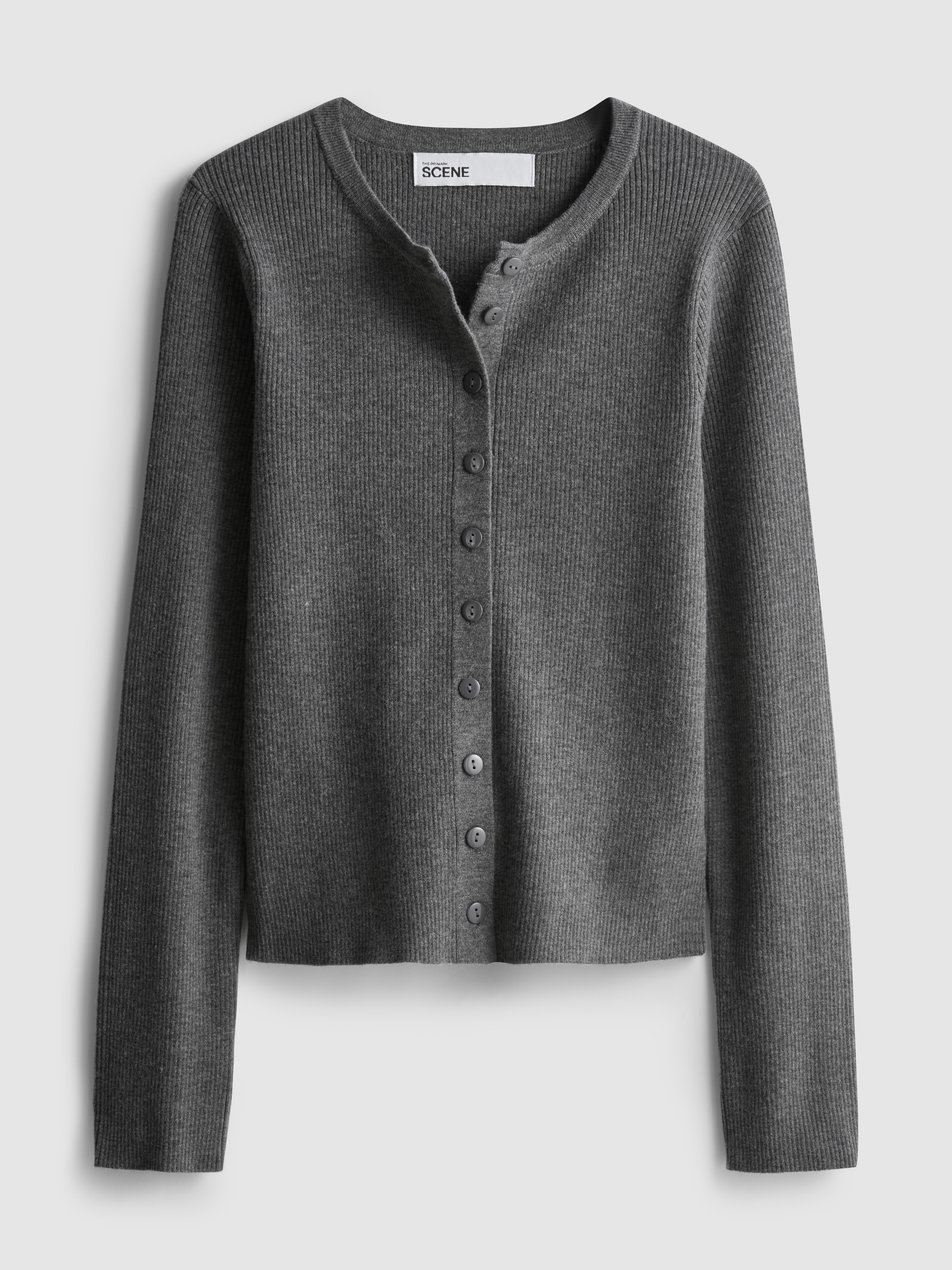 Women's Gray Essential Button-Through Cardigan