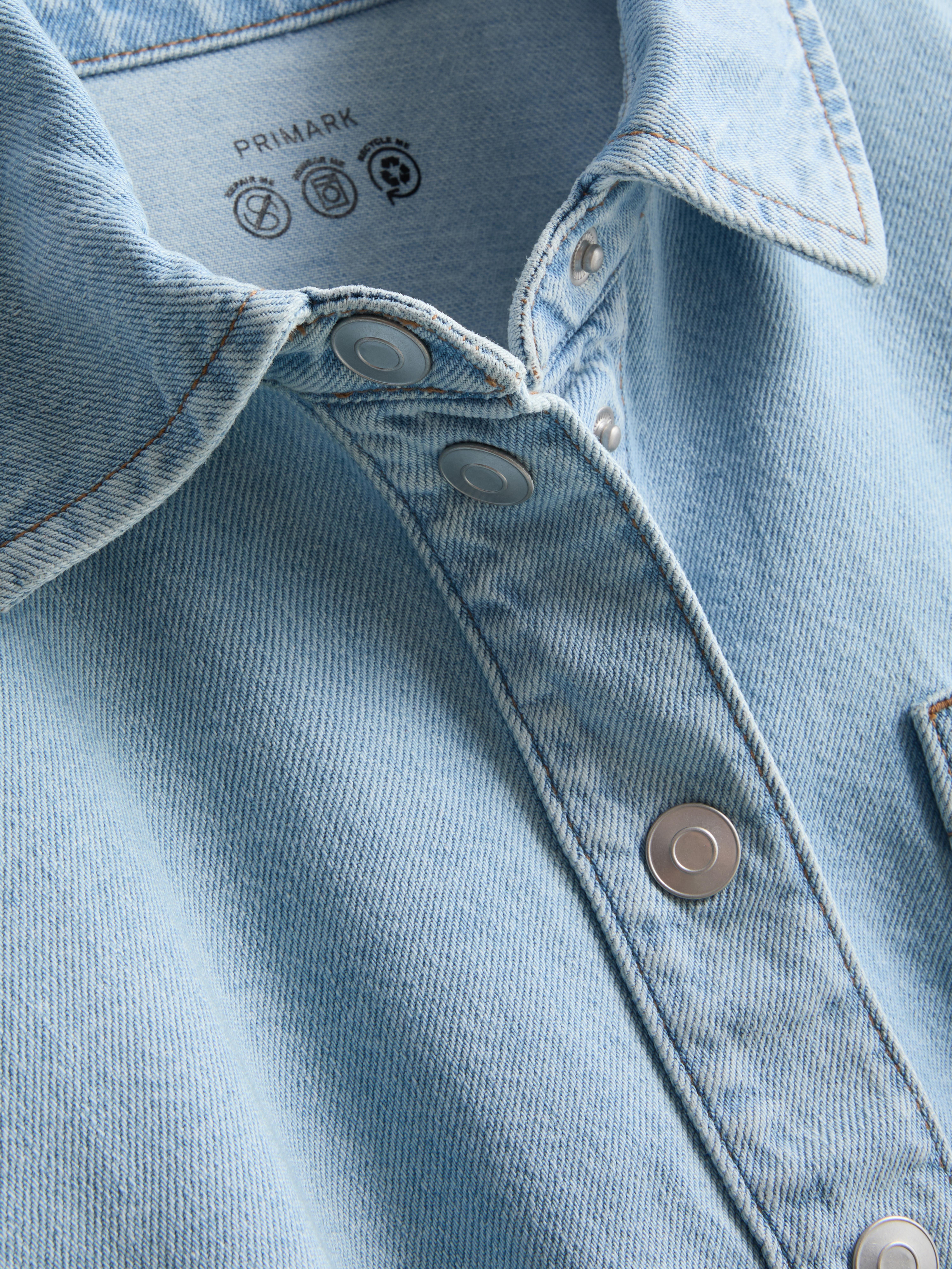 Cotton Denim Cropped Boxy Shirt