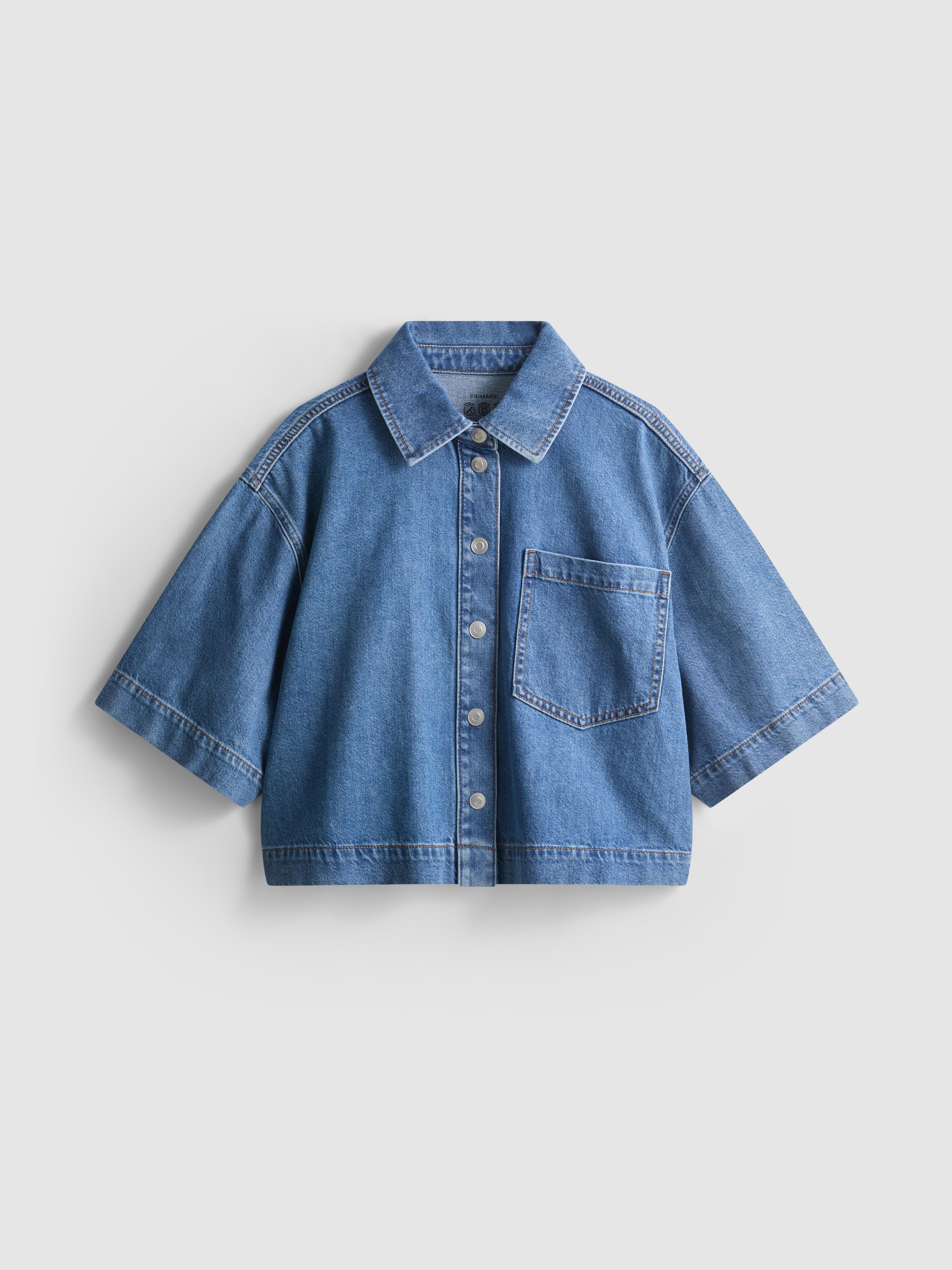 Camisa curta corte largo ganga algodão