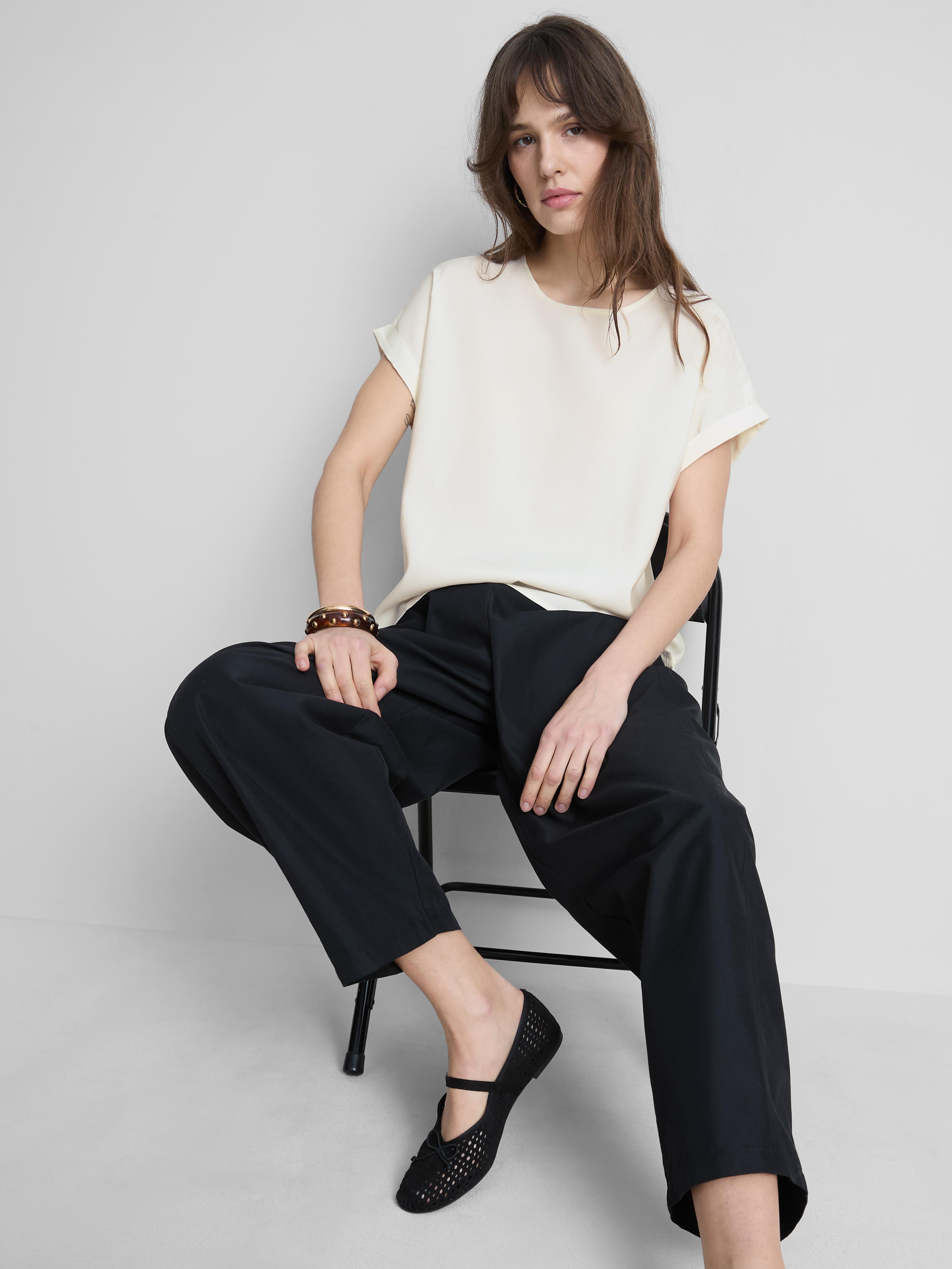 Crew Neck Roll Sleeve Tee