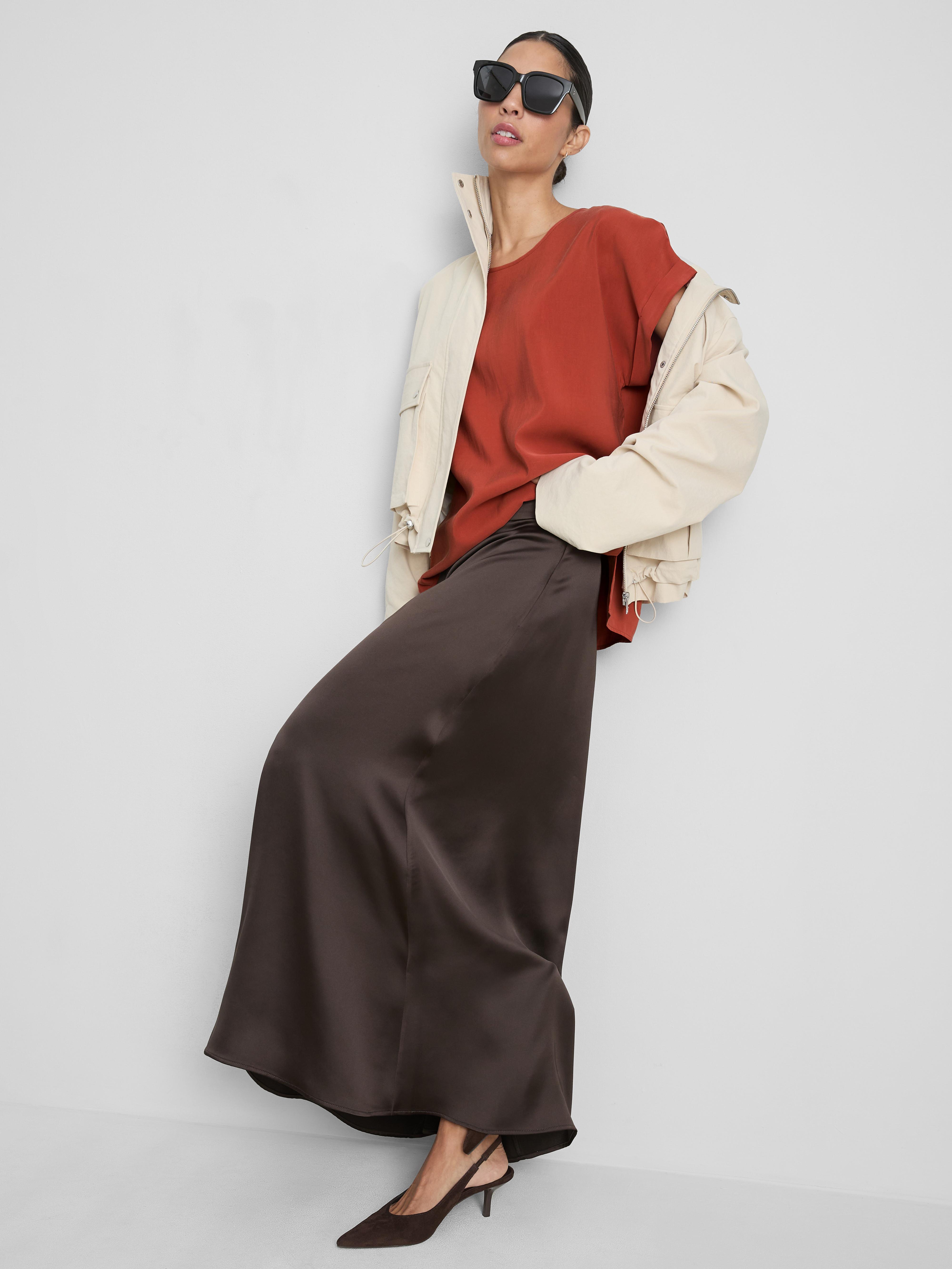 T-shirt manga dobrada gola redonda Vermelho-escuro