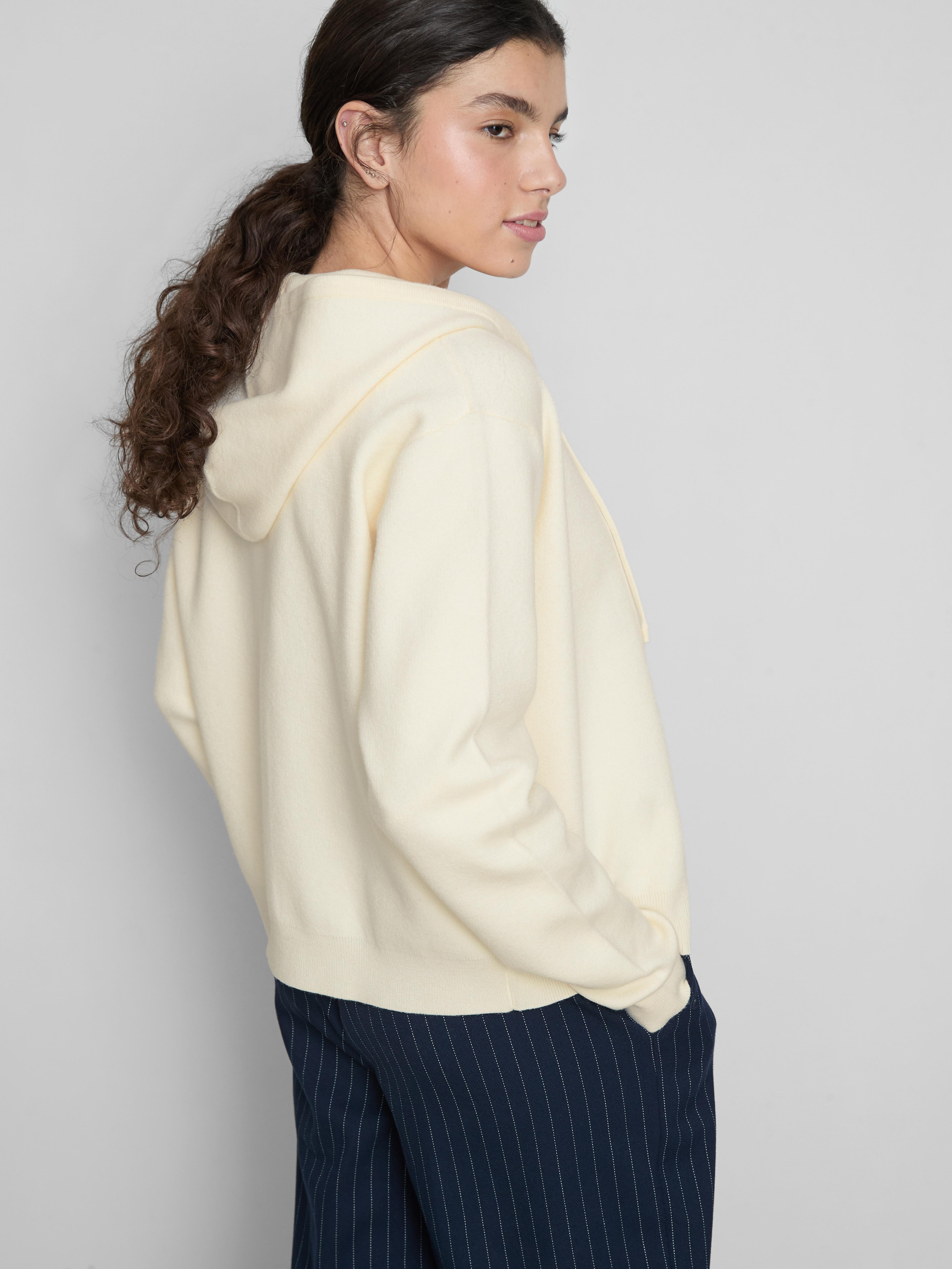 Women's Cream Knit Zip-Up Hoodie